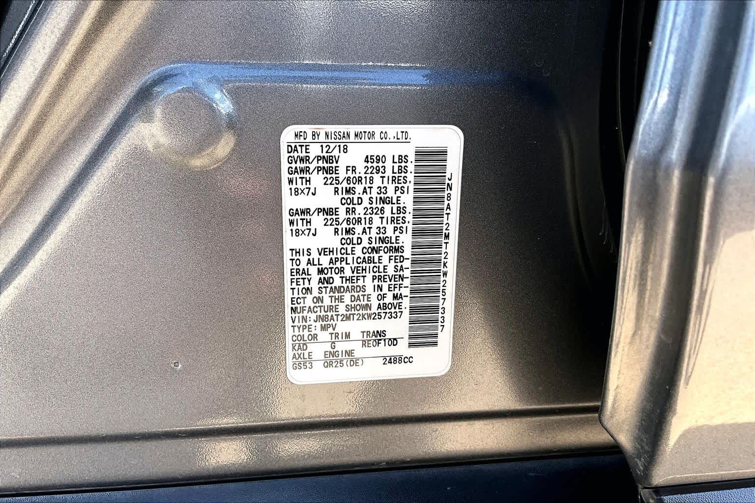 2019 Nissan Rogue SV Gun Metallic at Sterling McCall Nissan