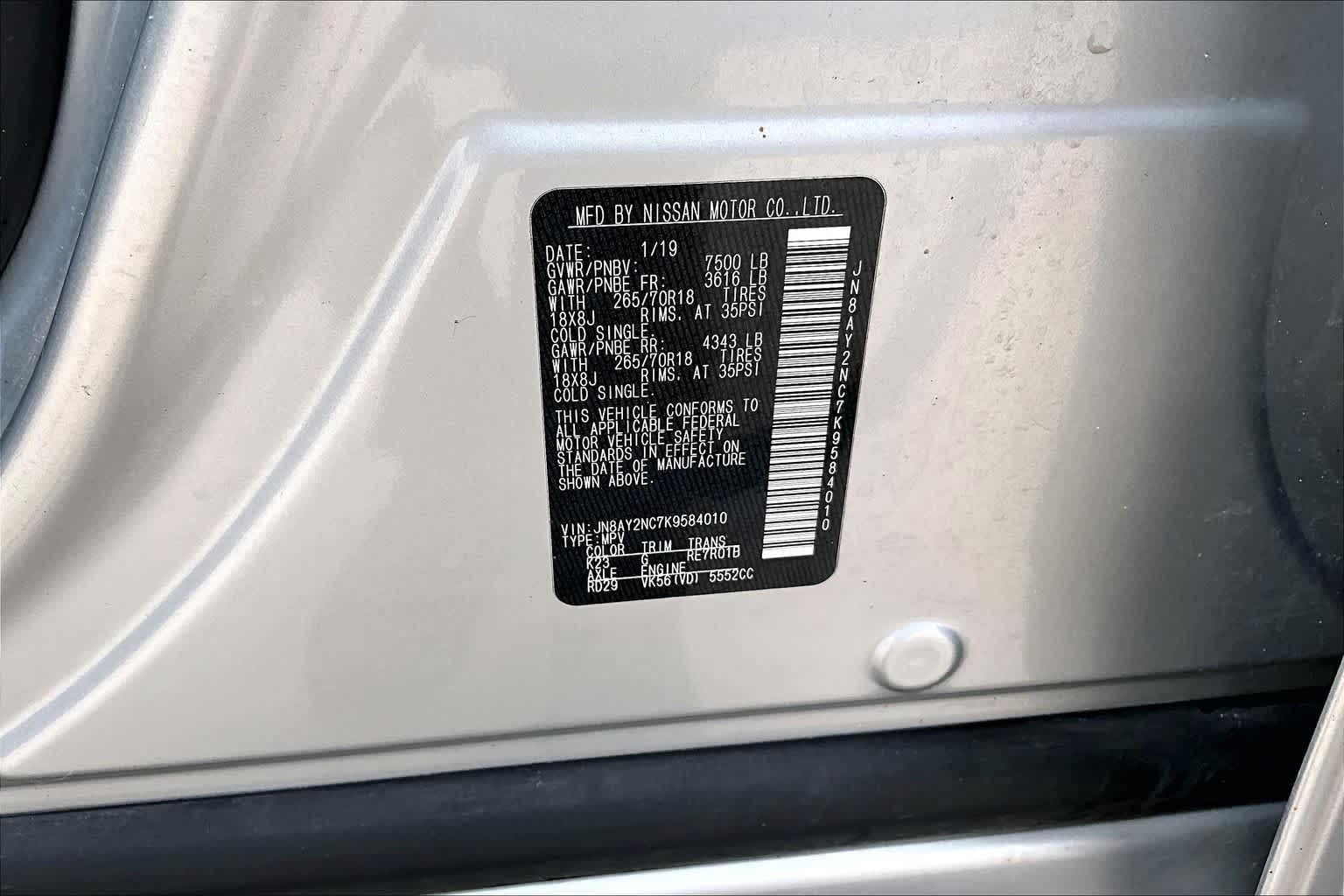 2019 Nissan Armada SV Brilliant Silver Metallic at AutoNation Chevrolet Gulf Fwy
