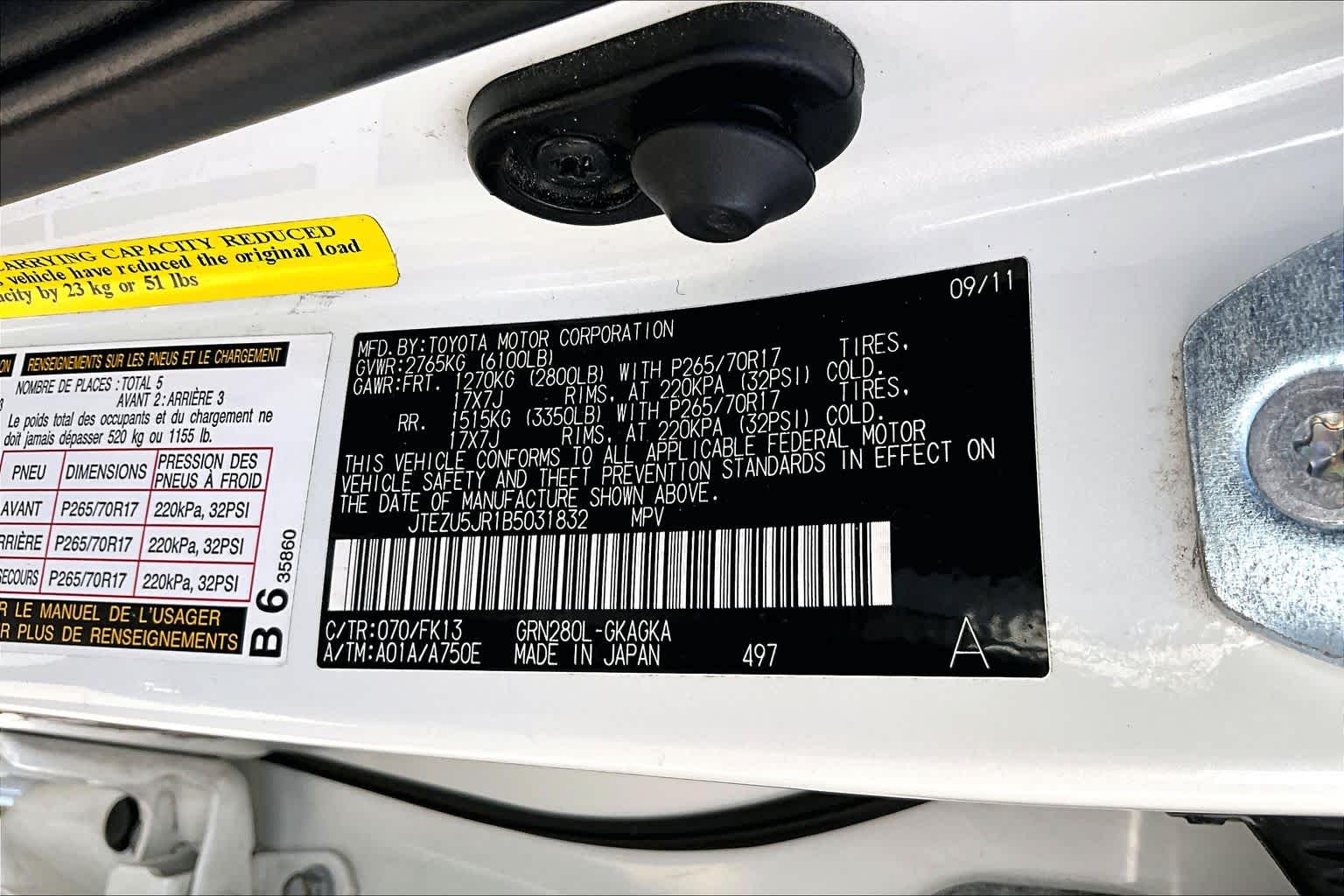 2011 Toyota 4Runner SR5 Blizzard Pearl at Beck & Masten Kia