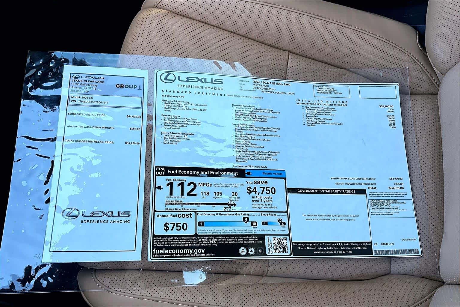 2026 Lexus ES 500e Luxury  Wavelength at Lexus Southwest Houston
