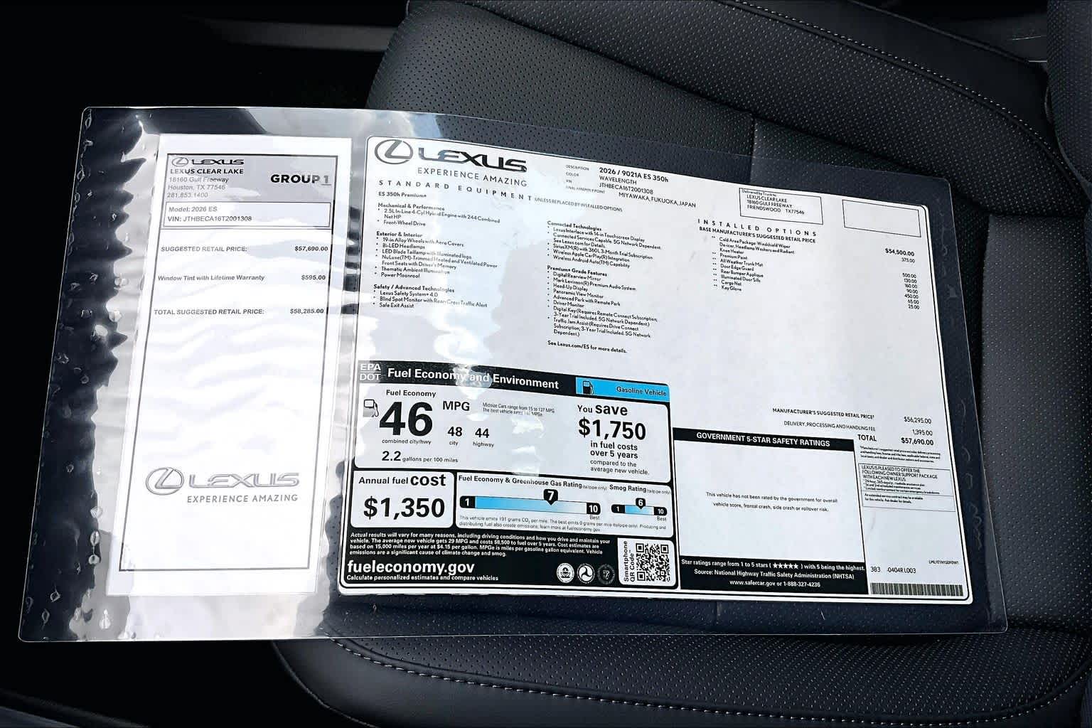 2026 Lexus ES 350h Premium+  Wavelength at Lexus Southwest Houston