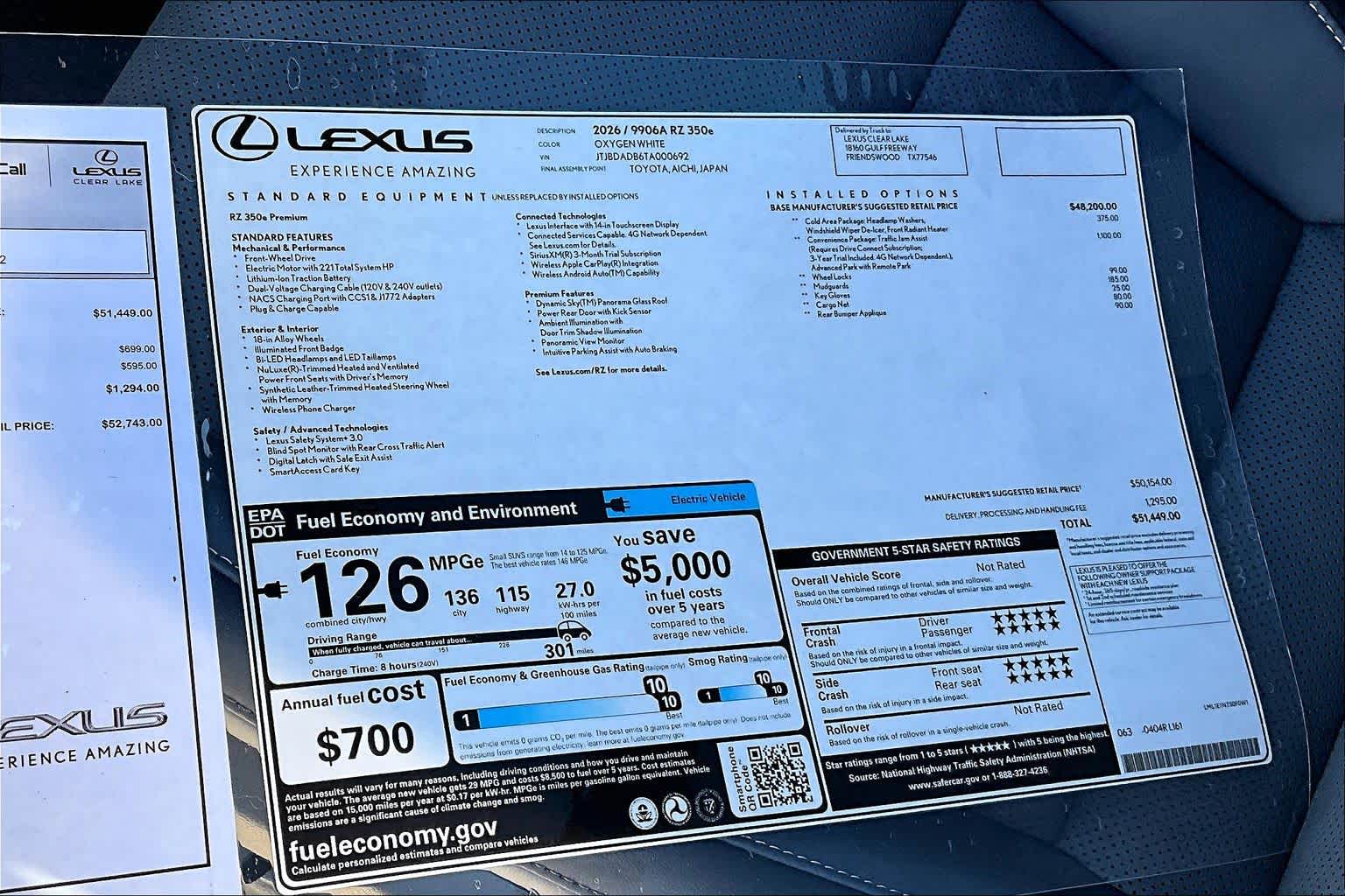 2026 Lexus RZ Premium  Oxygen White at Lexus Southwest Houston