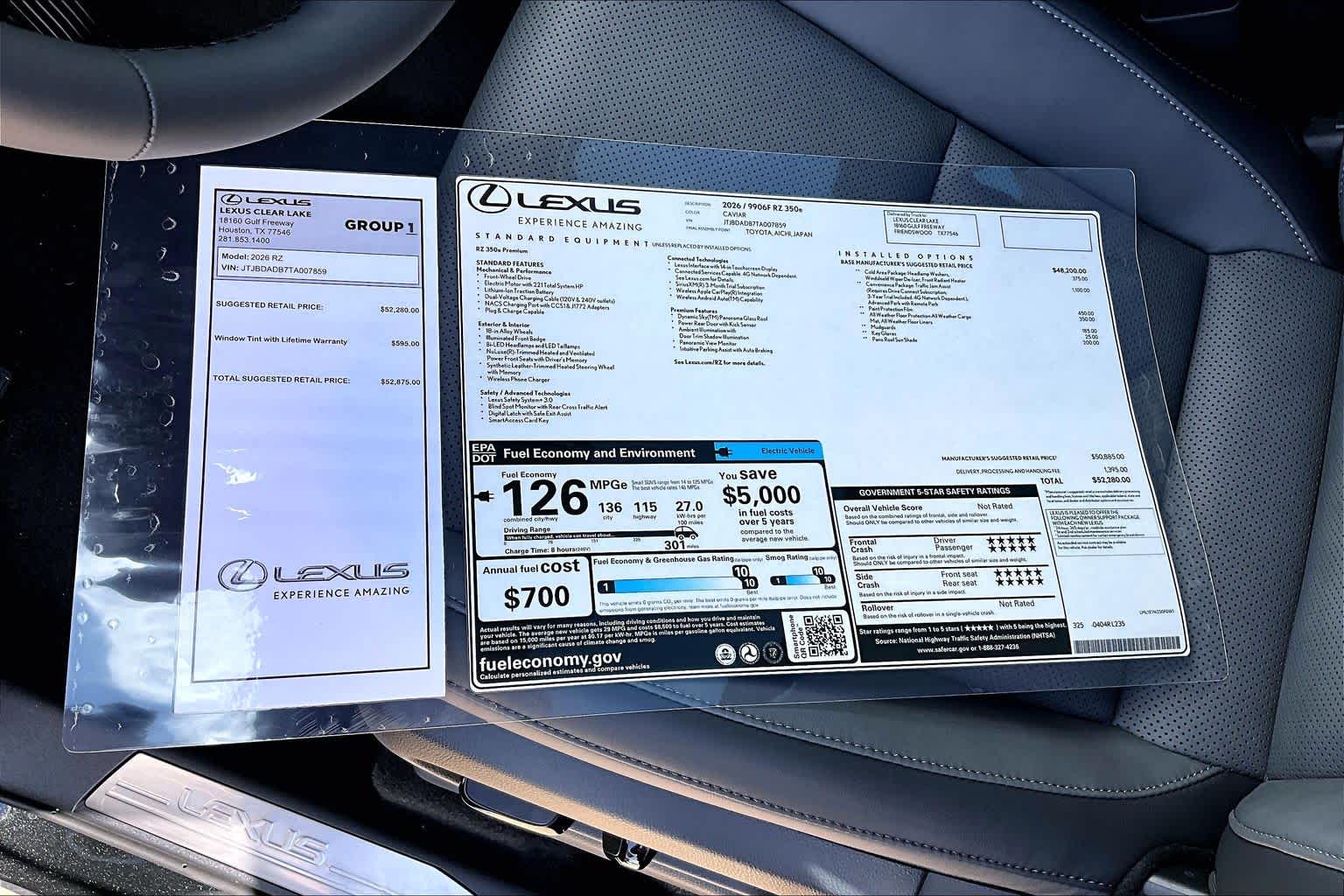 2026 Lexus RZ 350e Premium  Caviar at Lexus of Clear Lake
