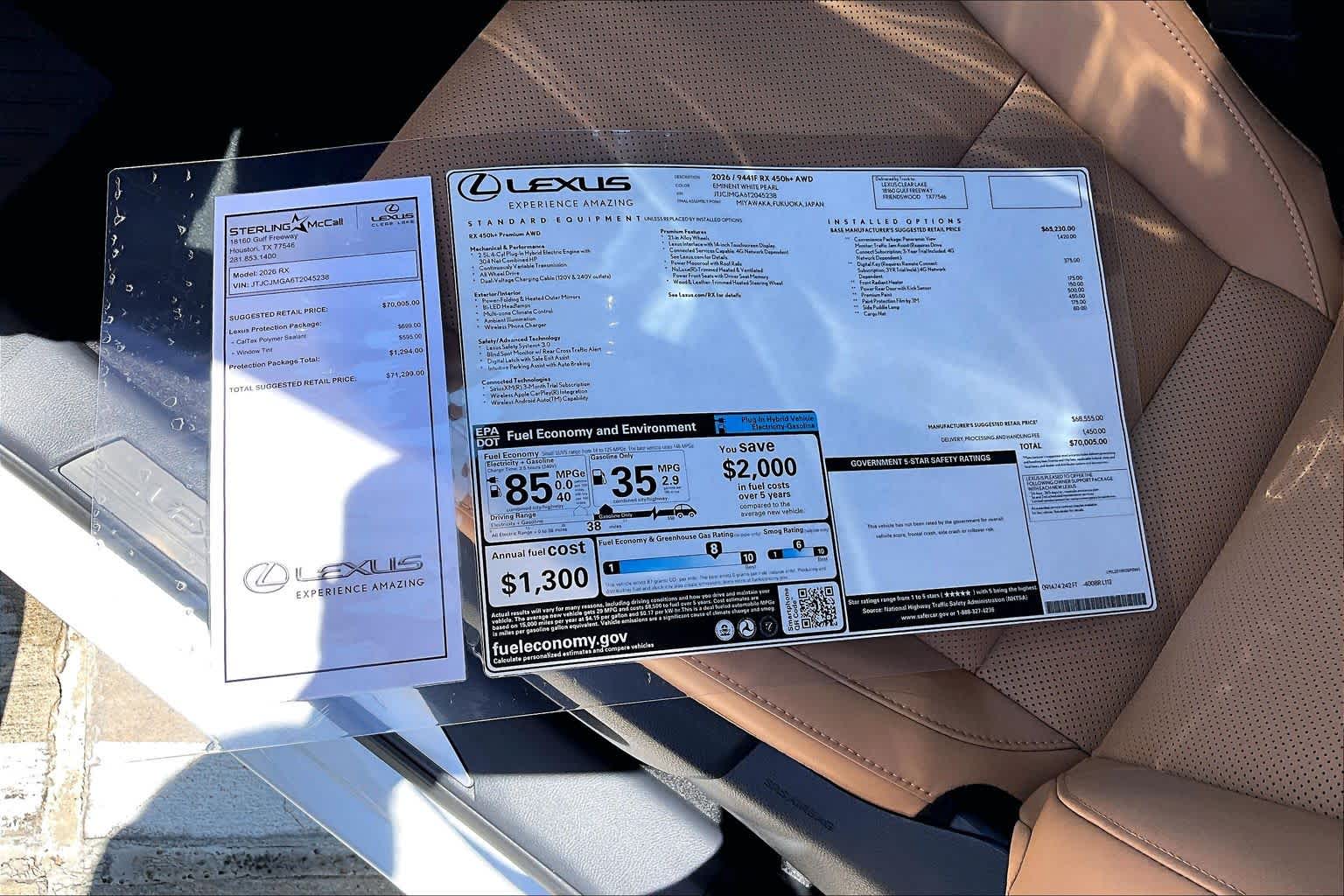 2026 Lexus RX 450h+ Premium  Eminent White Pearl at Lexus of Clear Lake