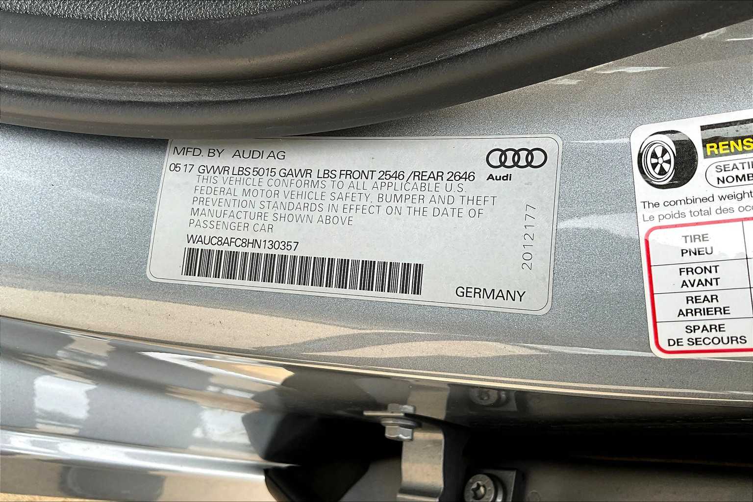 2017 Audi A6 Premium Tornado Gray Metallic at Tomball Ford