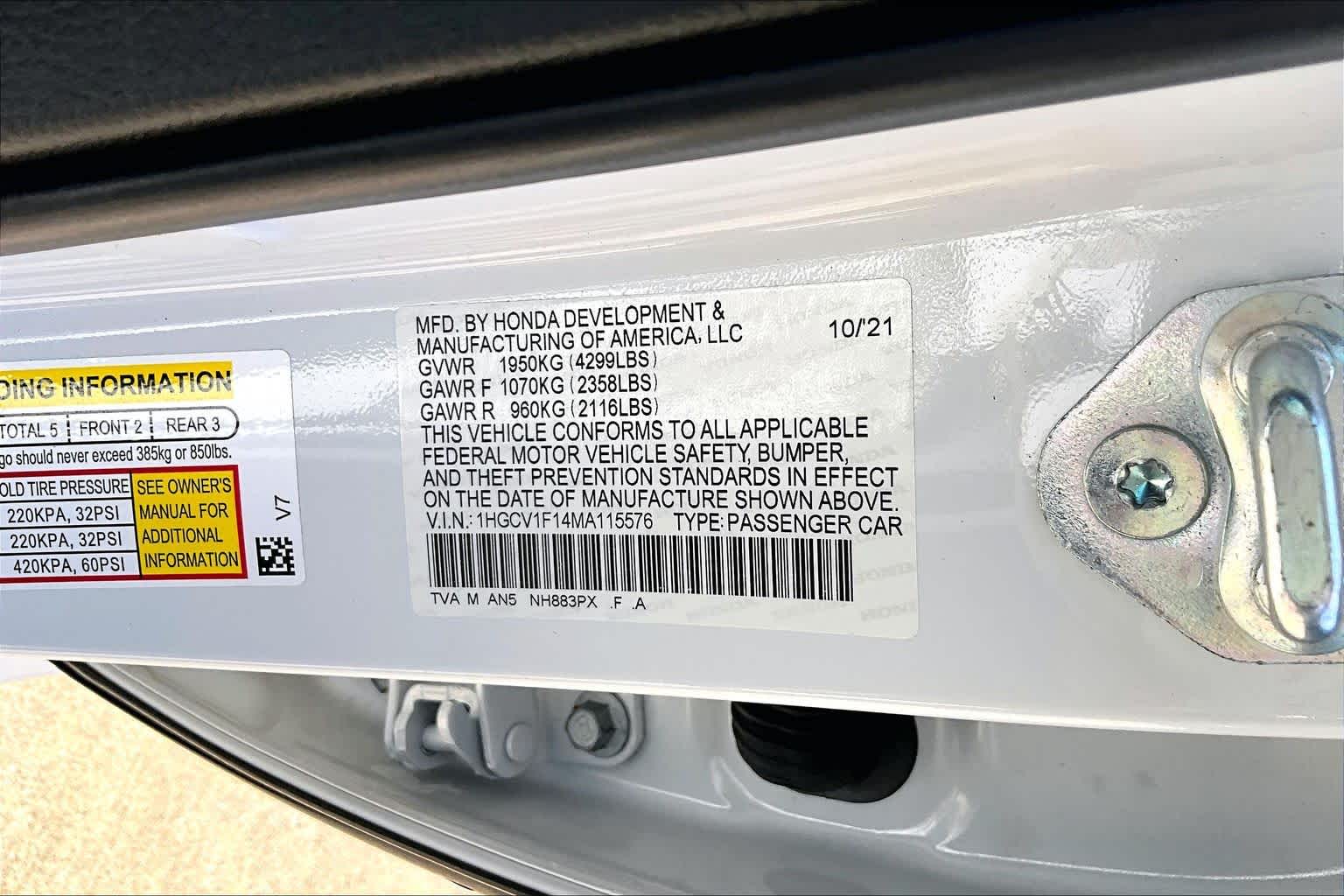 2021 Honda Accord Sedan LX Platinum White Pearl at Friendly Ford Crosby