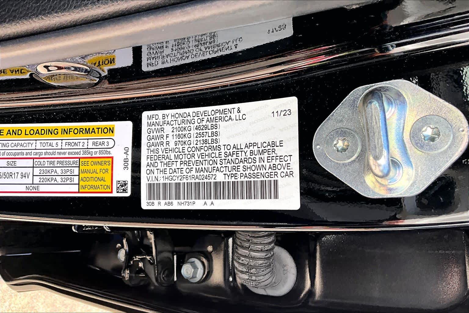 2024 Honda Accord Hybrid EX-L Crystal Black Pearl at Beck & Masten Kia