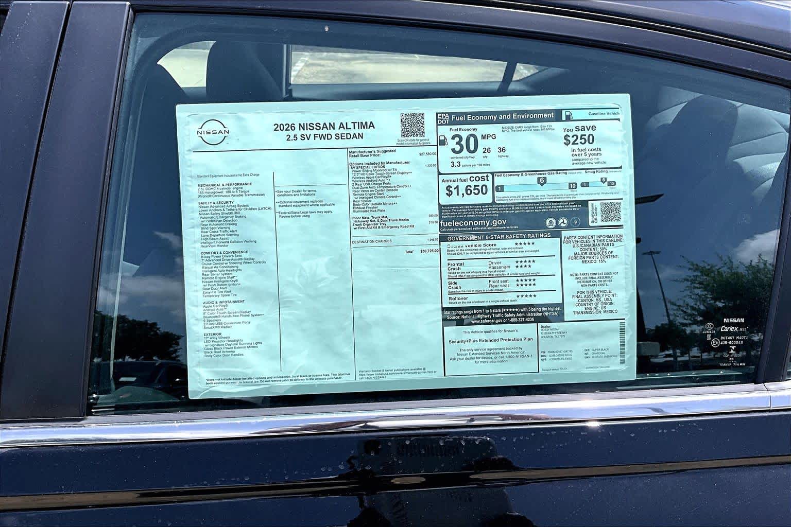 2026 Nissan Altima SV Super Black at Sterling McCall Nissan