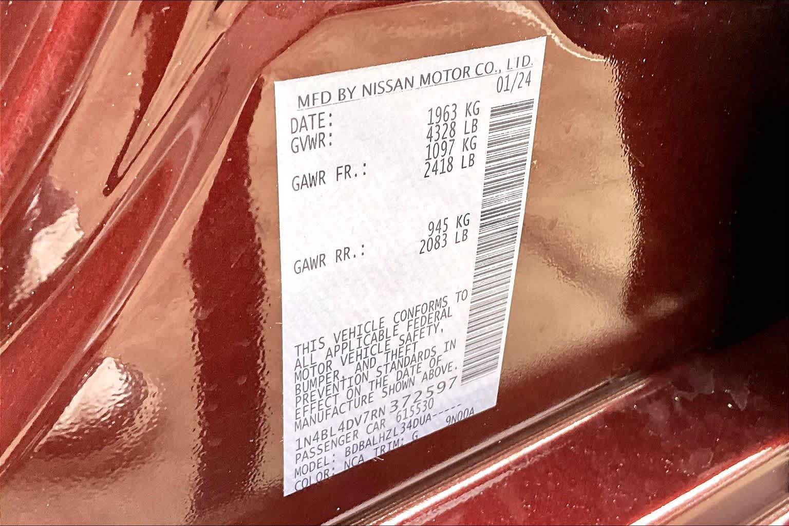 2024 Nissan Altima 2.5 SV Garnet Pearl Metallic at HGreg Houston