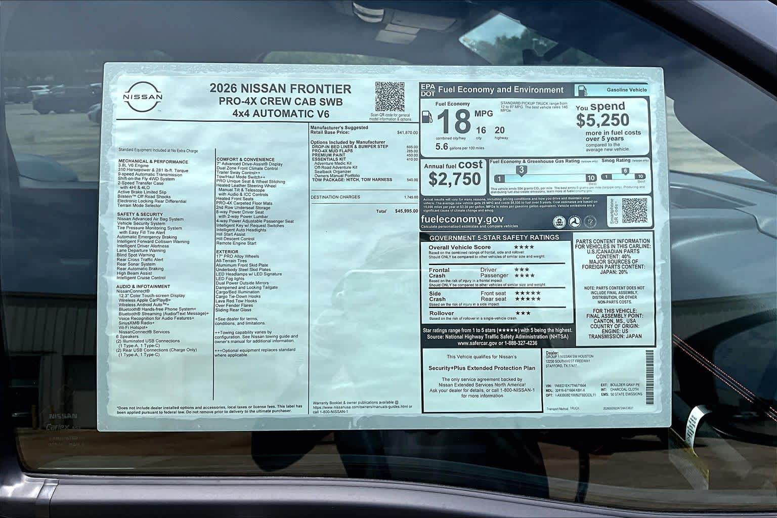 2026 Nissan Frontier PRO-4X Boulder Gray Pearl at Sterling McCall Nissan