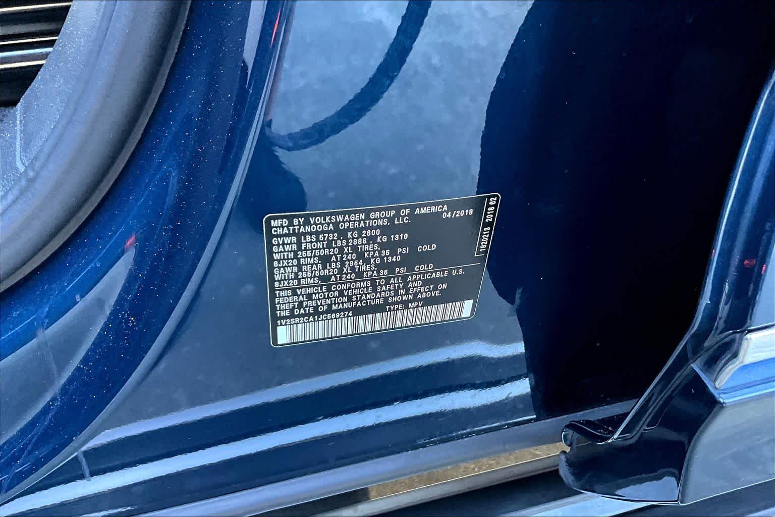 2018 Volkswagen Atlas 3.6L V6 SEL Tourmaline Blue Metallic at BMW of West Houston