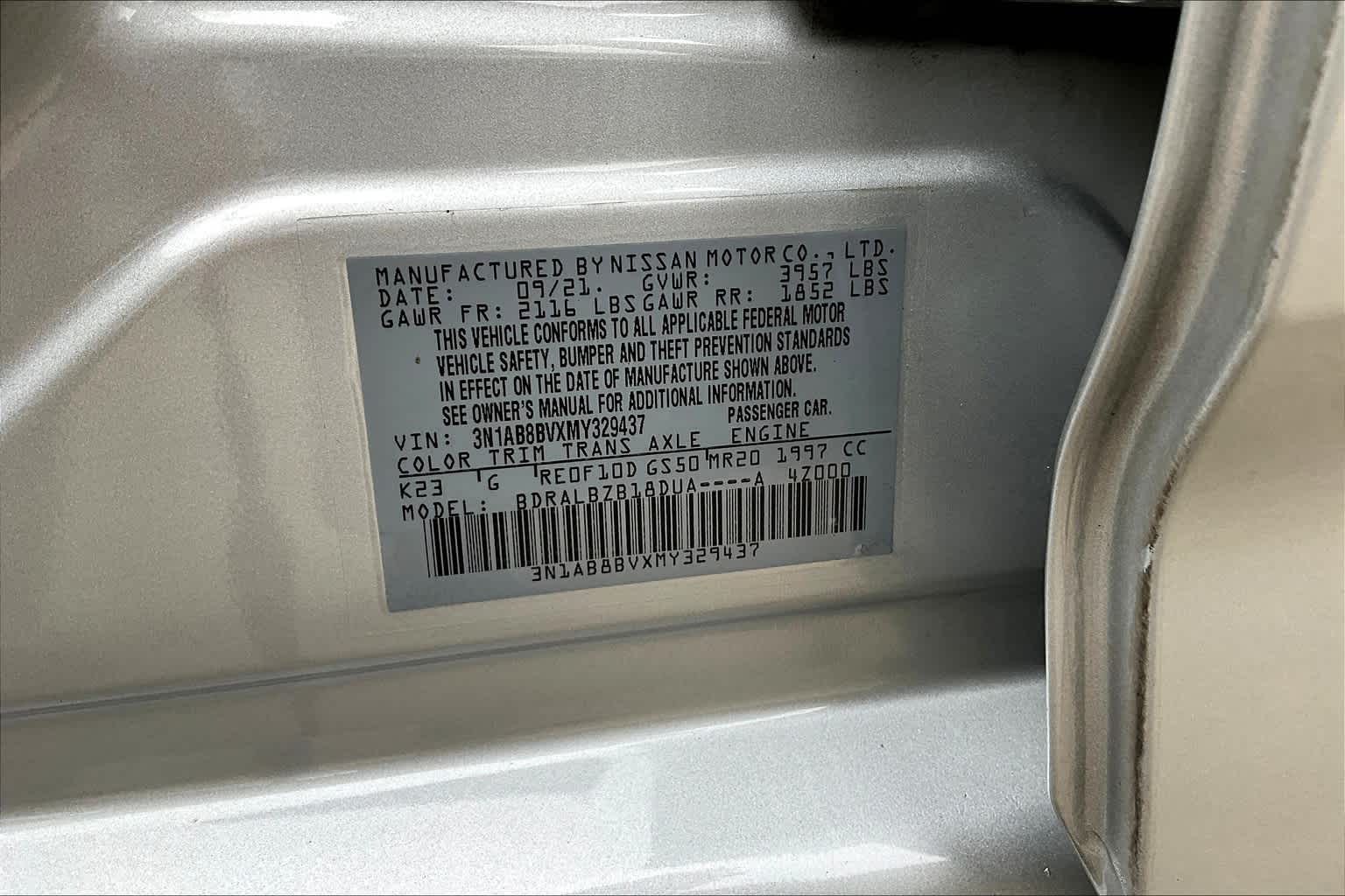 2021 Nissan Sentra S Brilliant Silver Metallic at HGreg Houston