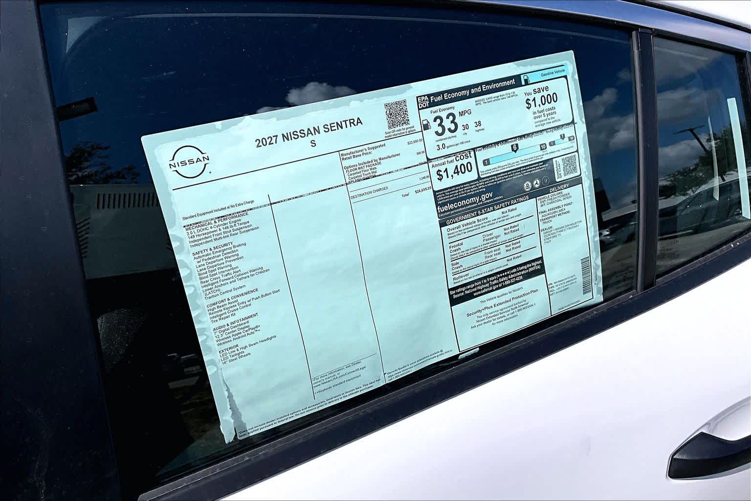 2027 Nissan Sentra S Fresh Powder at Sterling McCall Nissan