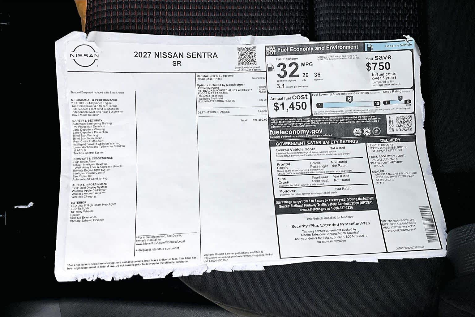 2027 Nissan Sentra SR Energetic Ember/Super Black at Sterling McCall Nissan
