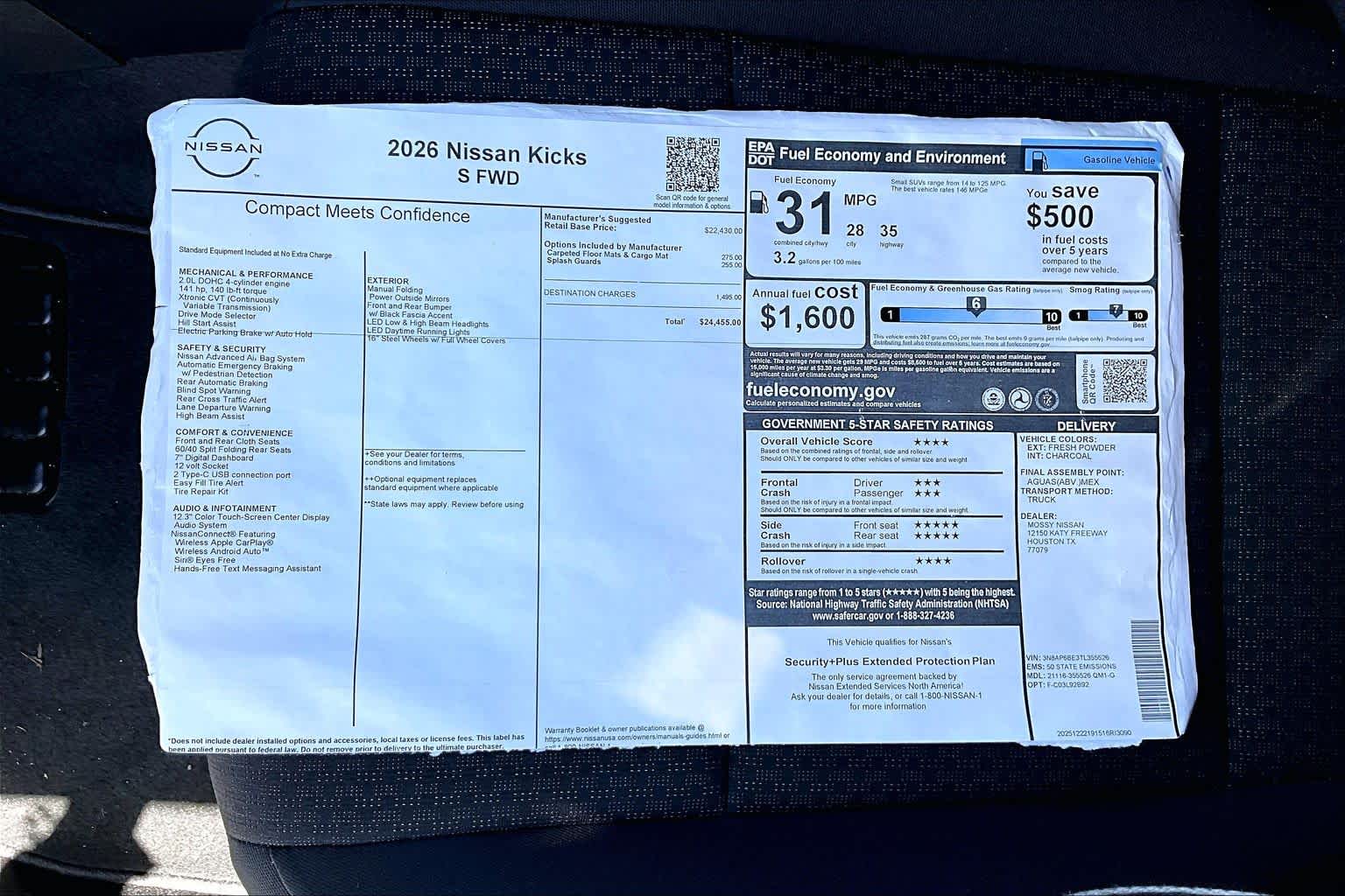 2026 Nissan Kicks S Fresh Powder at Sterling McCall Nissan