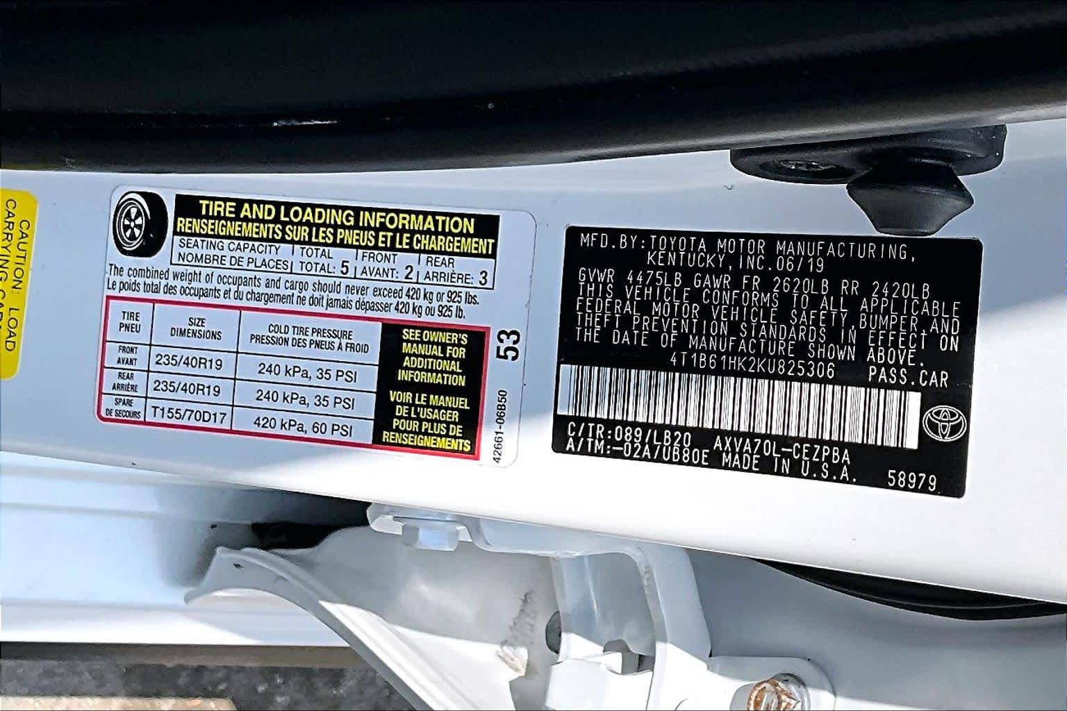 2019 Toyota Camry XSE Wind Chill Pearl at Group 1 Toyota Southwest