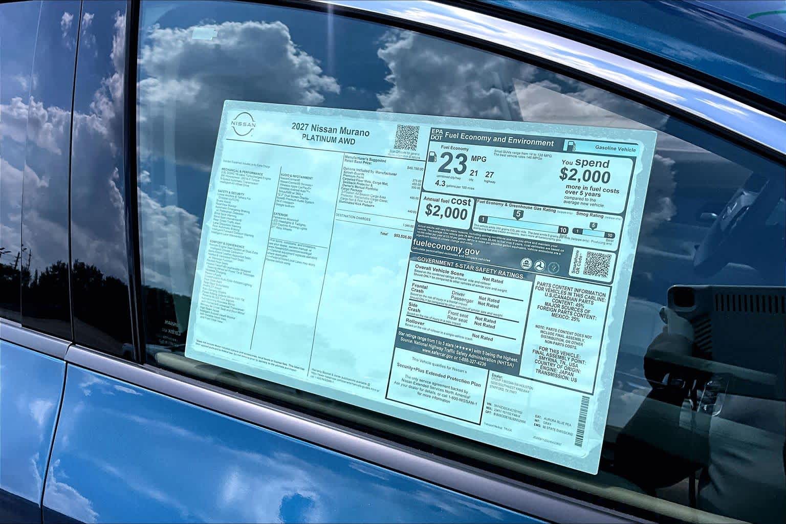 2027 Nissan Murano Platinum Aurora Blue Pearl Metallic at Sterling McCall Nissan