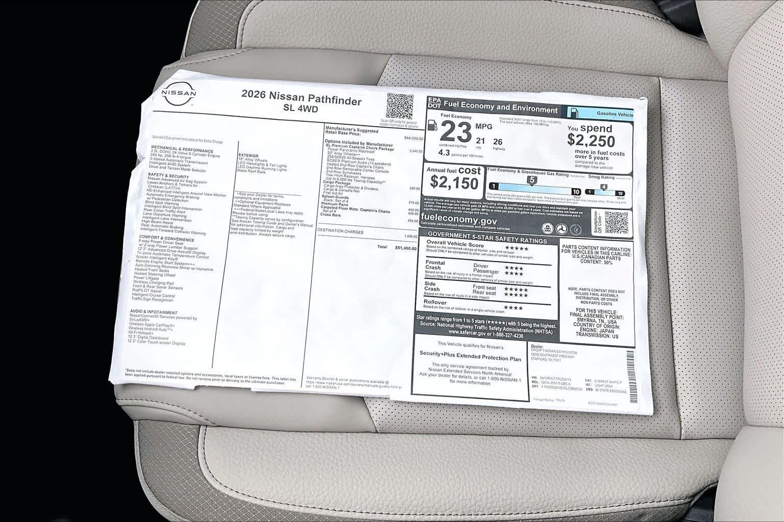 2026 Nissan Pathfinder SL Everest White Pearl Tricoat at Sterling McCall Nissan