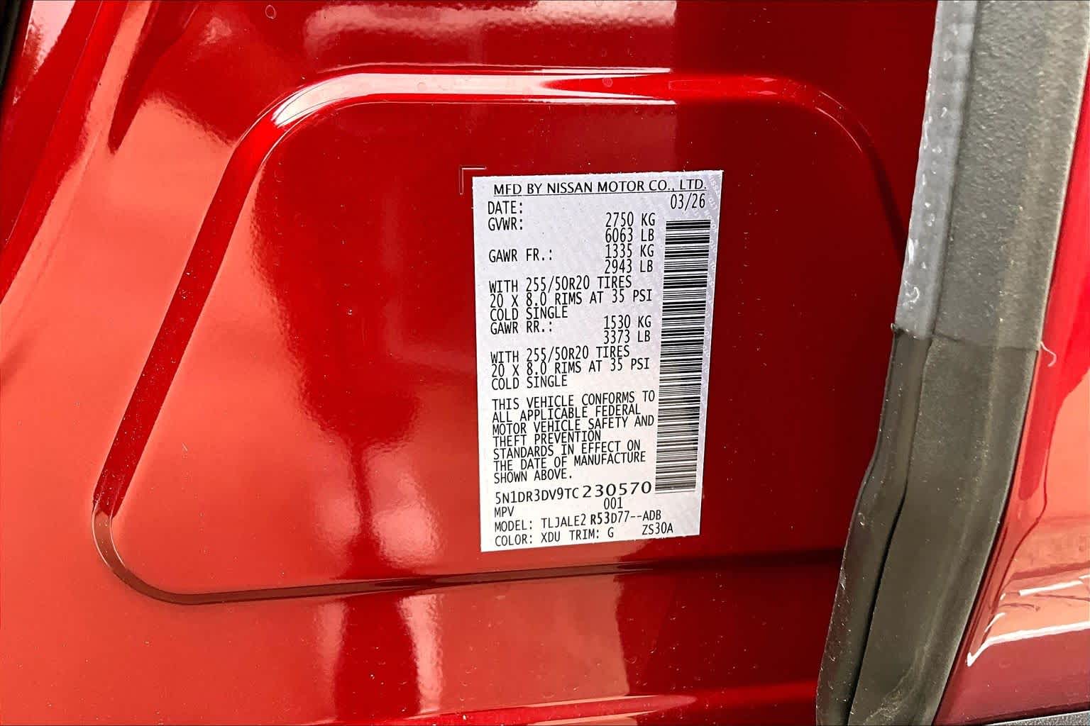 2026 Nissan Pathfinder Platinum Scarlet Ember Tintcoat/Super Black at Baytown Ford