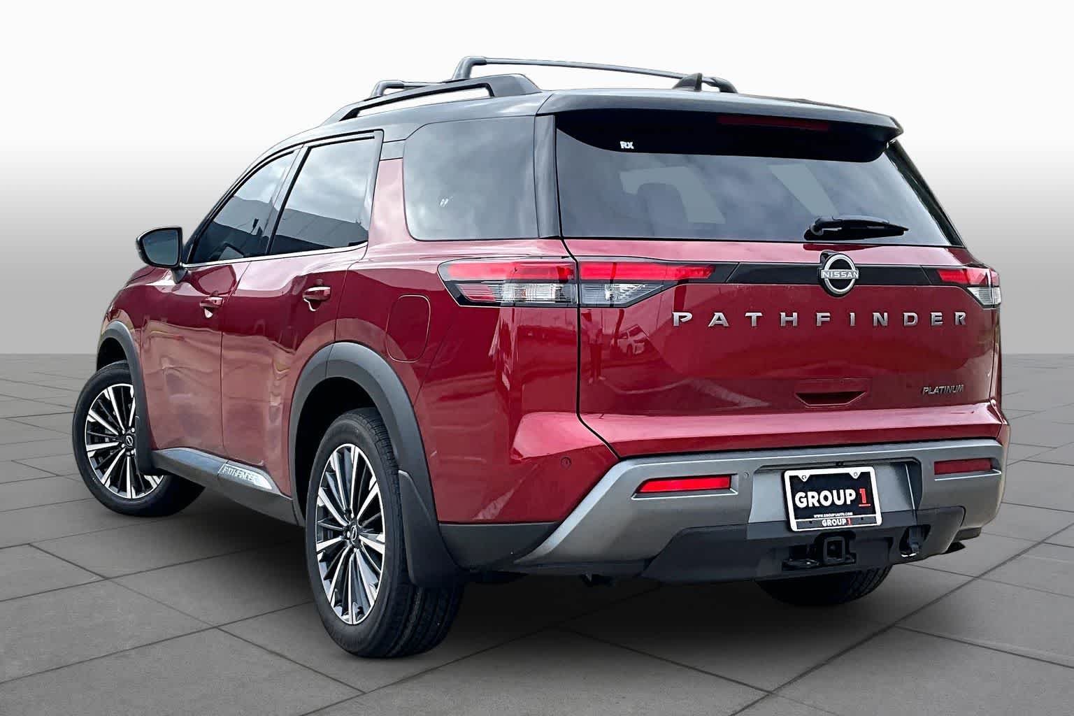 2026 Nissan Pathfinder Platinum Scarlet Ember Tintcoat/Super Black at Baytown Ford
