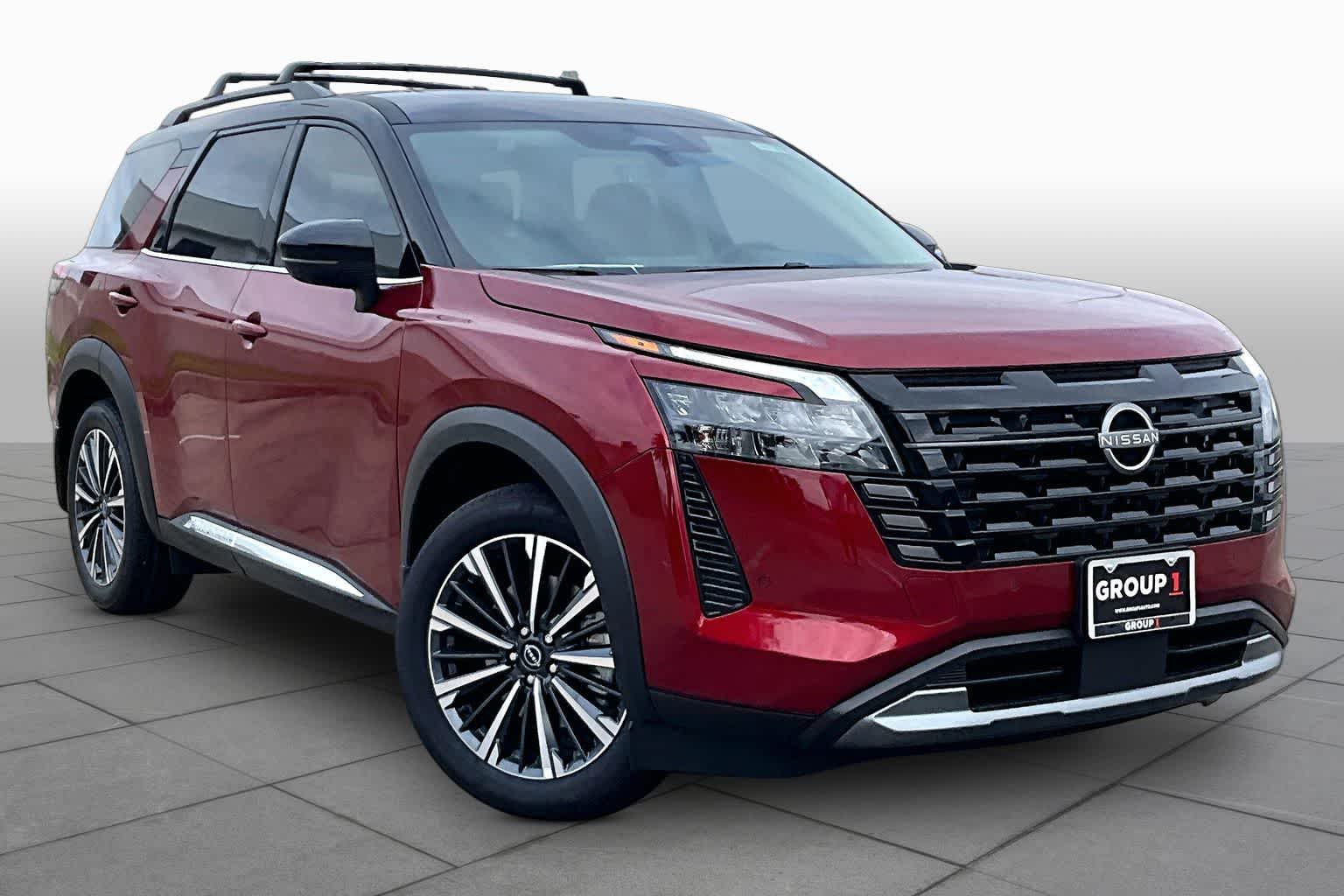 2026 Nissan Pathfinder Platinum Scarlet Ember Tintcoat/Super Black at Baytown Ford