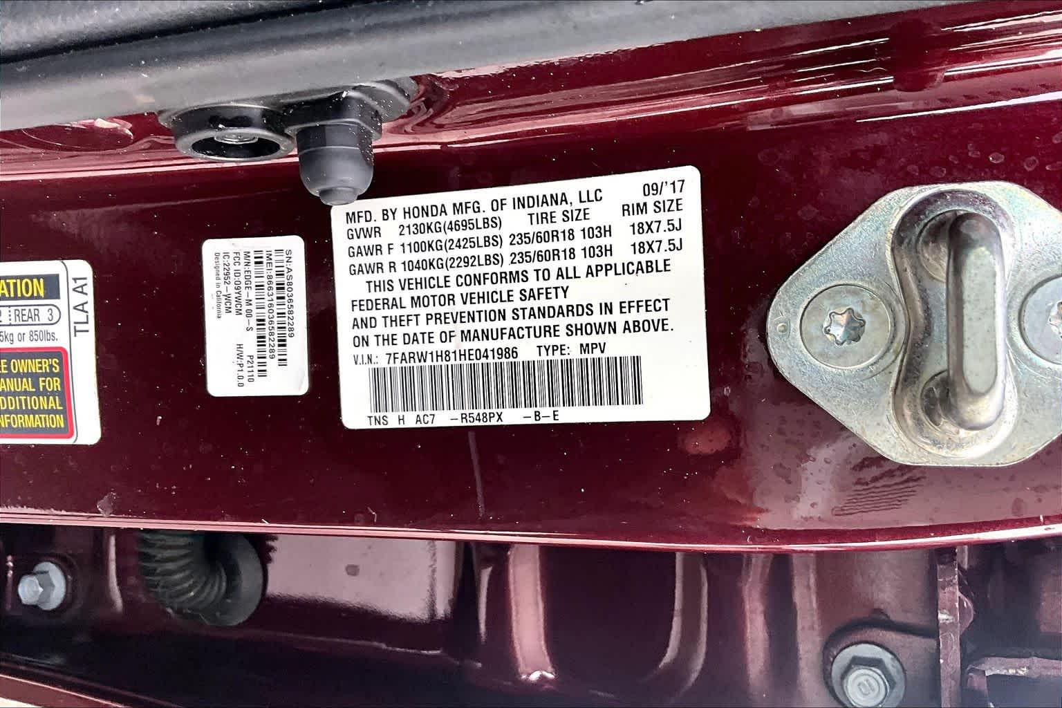 2017 Honda CR-V EX-L Basque Red Pearl II at Westside Kia