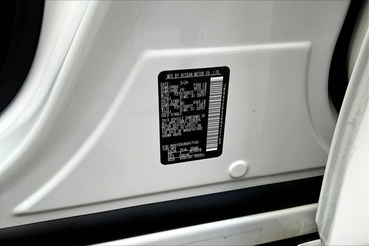 2024 Nissan Armada Platinum Aspen White Tricoat at AutoNation Toyota Gulf Fwy