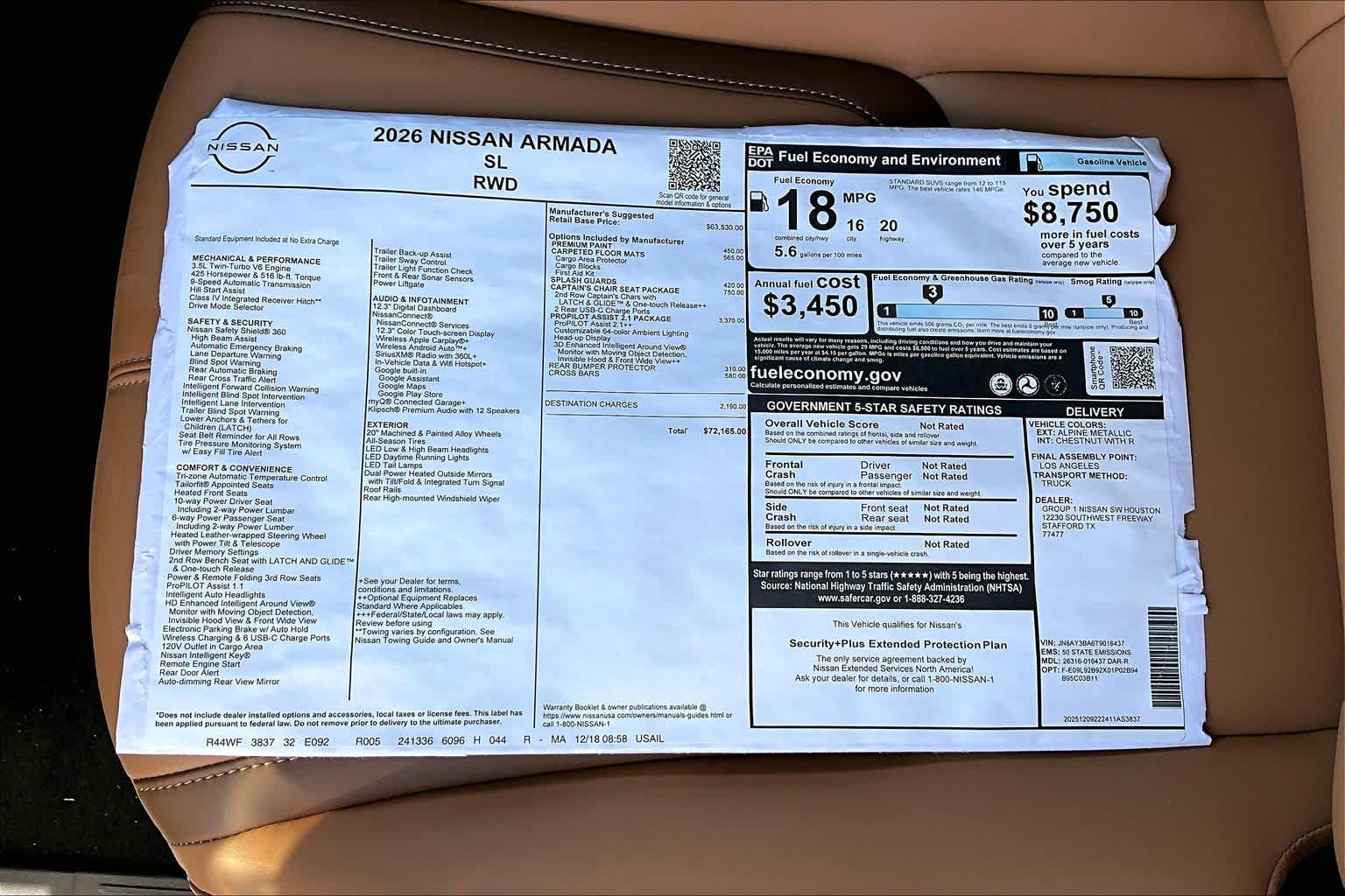 2026 Nissan Armada SL Alpine Metallic at Sterling McCall Nissan