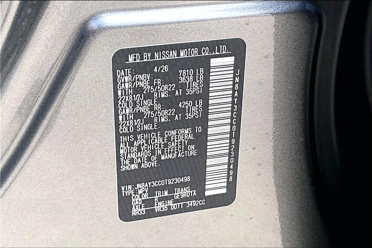 2026 Nissan Armada Platinum Reserve Gun Metallic/Super Black at Sterling McCall Nissan
