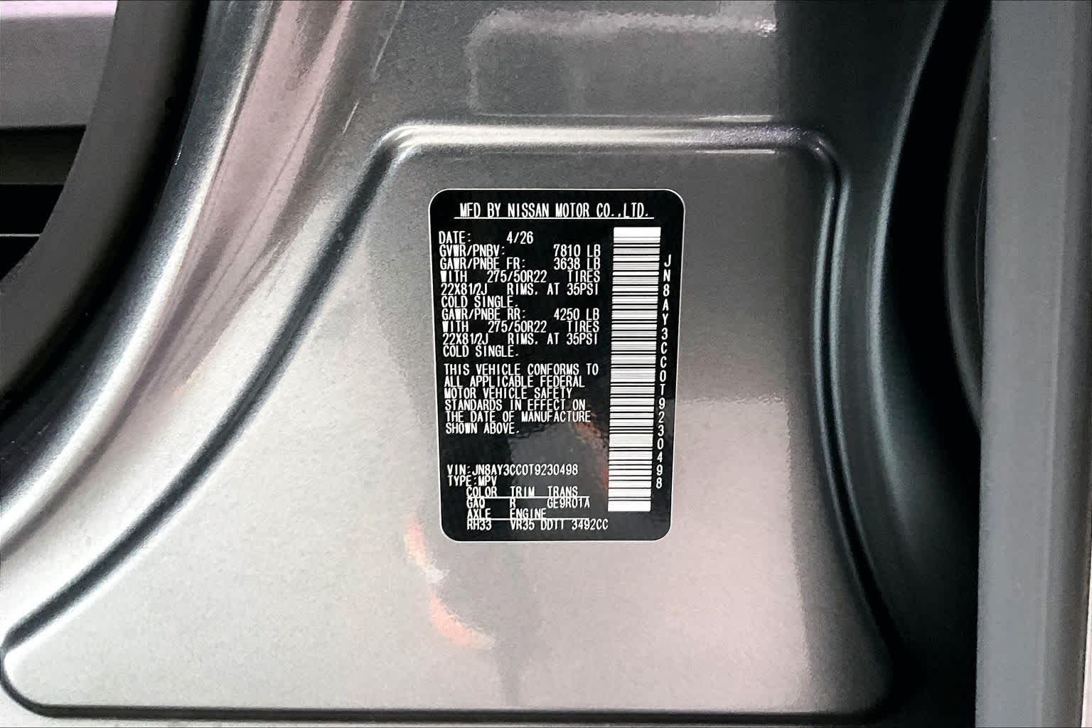 2026 Nissan Armada Platinum Reserve Gun Metallic/Super Black at Sterling McCall Nissan