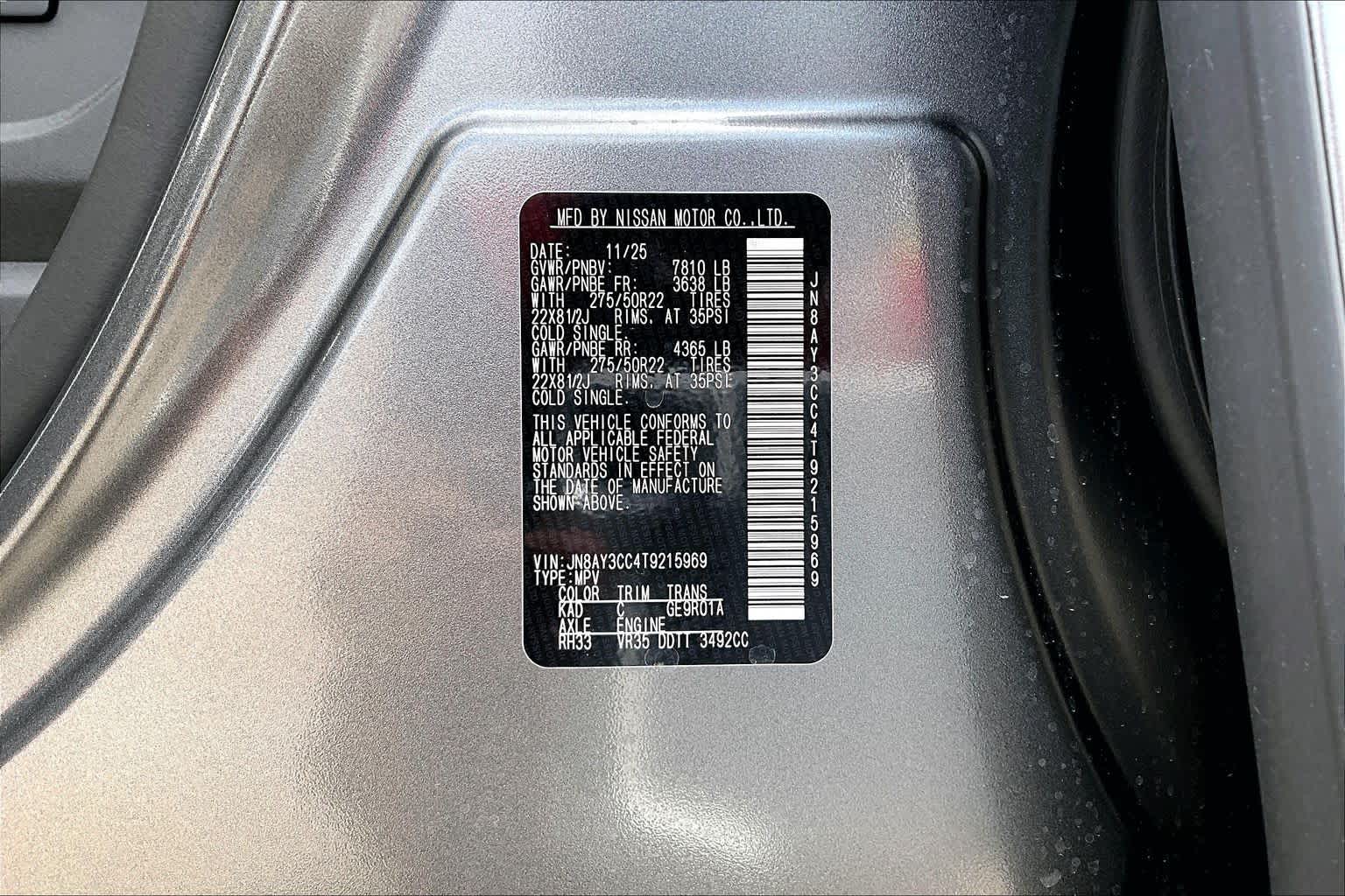 2026 Nissan Armada Platinum Reserve Gun Metallic at Sterling McCall Nissan