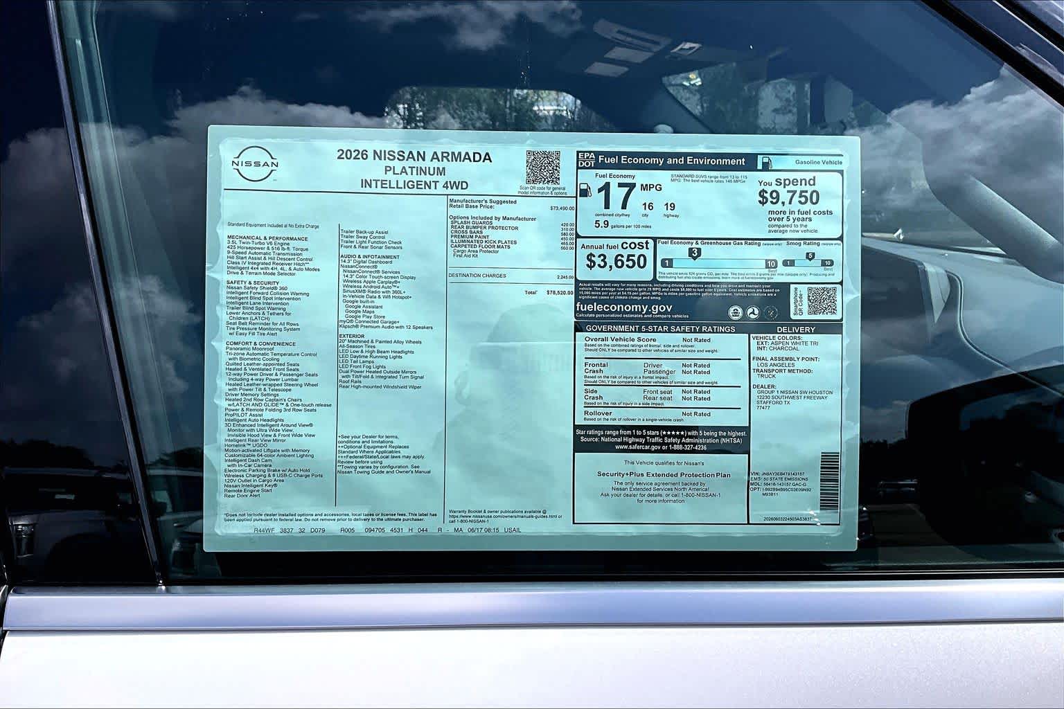 2026 Nissan Armada Platinum Aspen White Tricoat at Sterling McCall Nissan
