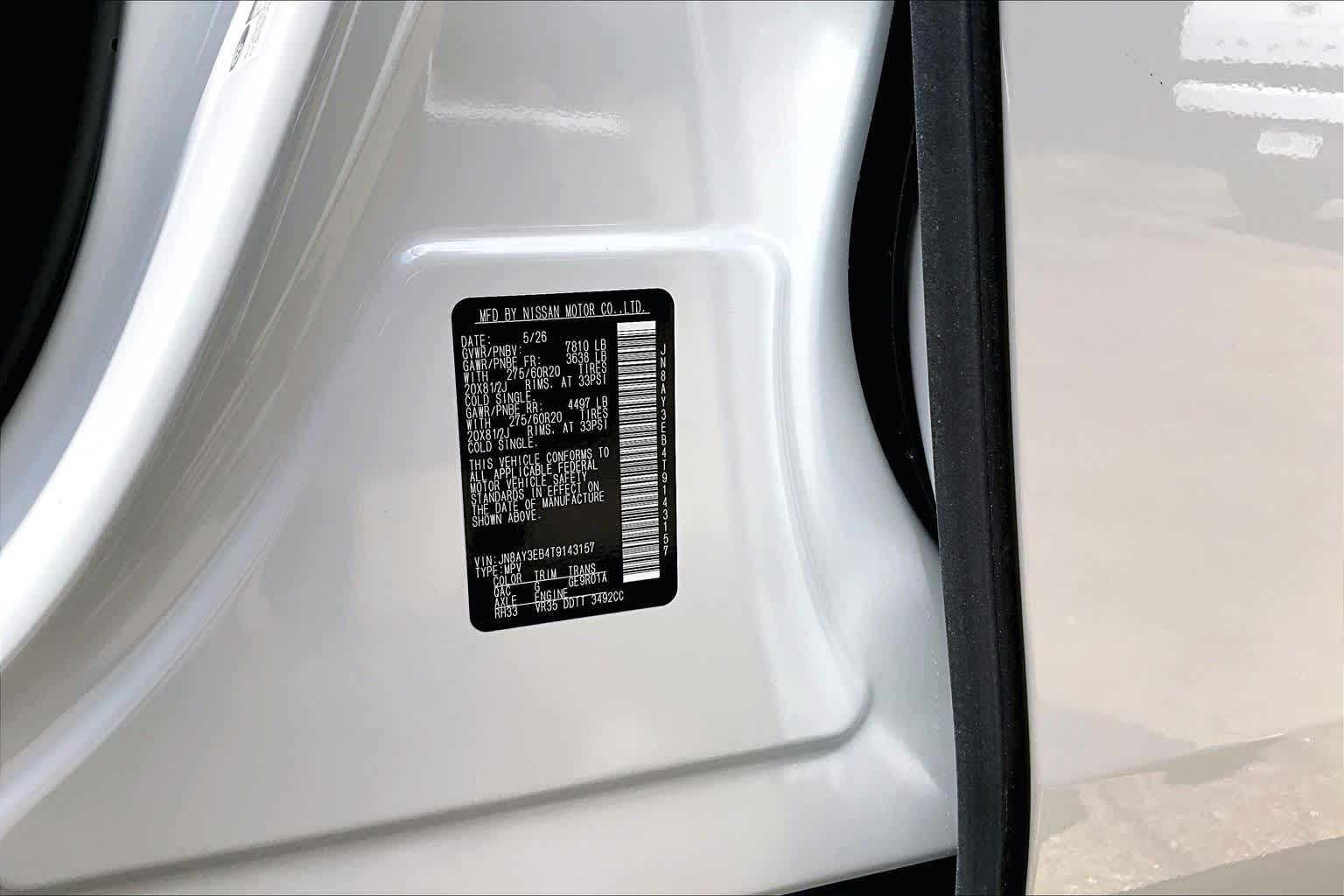 2026 Nissan Armada Platinum Aspen White Tricoat at Sterling McCall Nissan