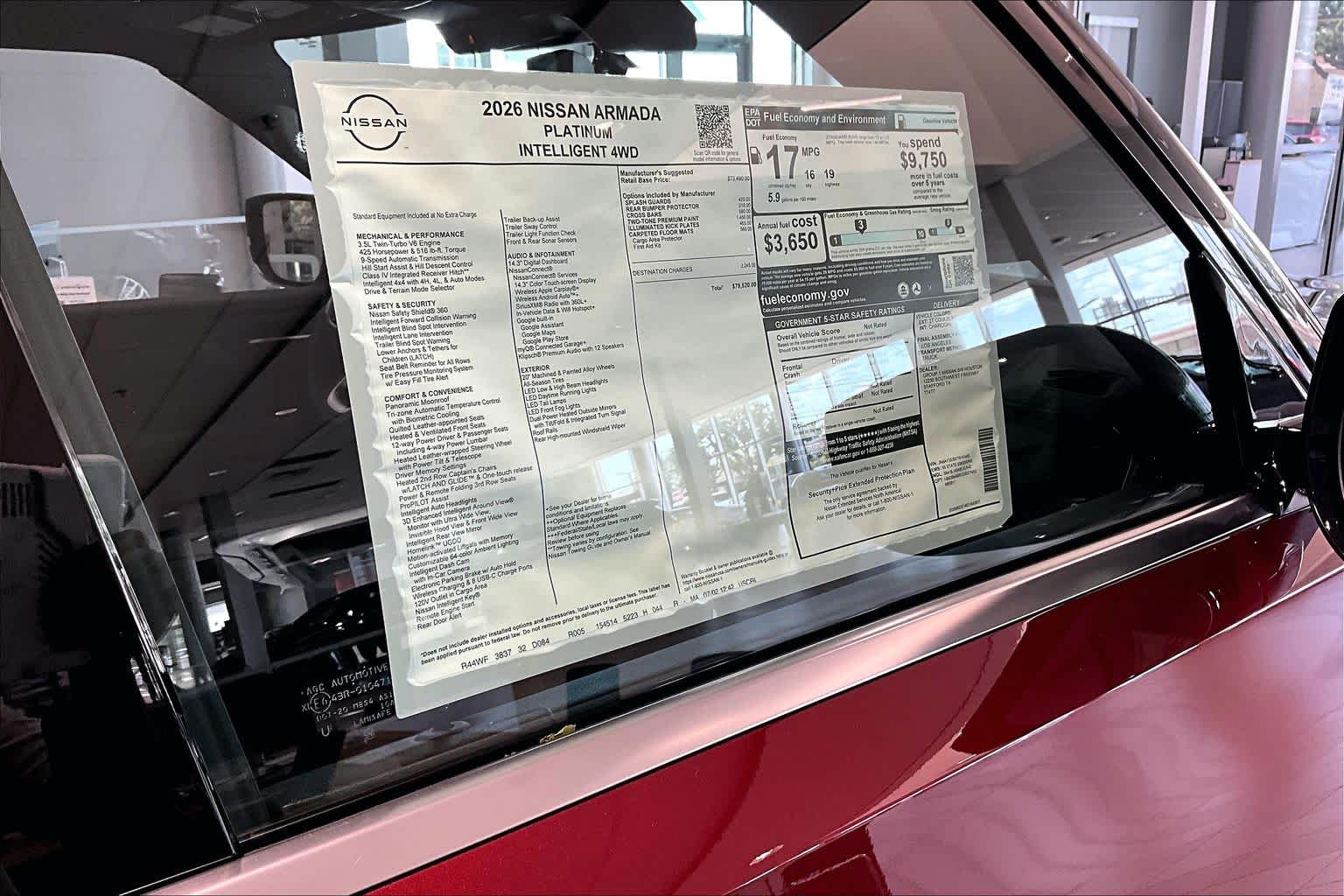 2026 Nissan Armada Platinum Coulis Red Pearl/Super Black at Sterling McCall Nissan