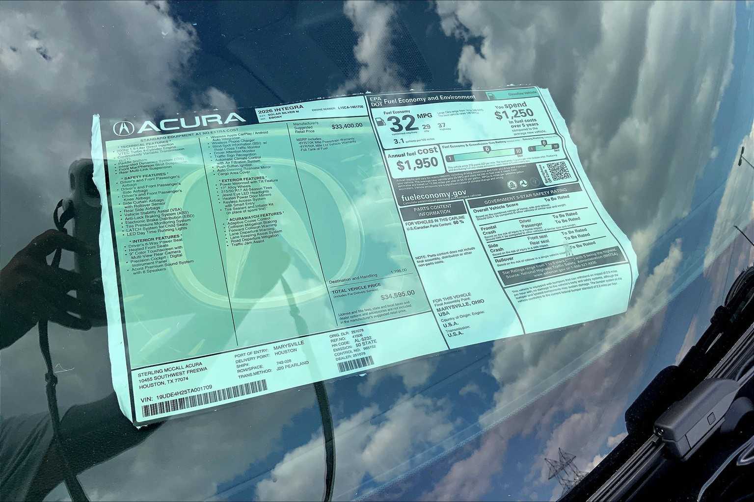 2026 Acura Integra  Solar Silver Metallic at Sterling McCall Acura