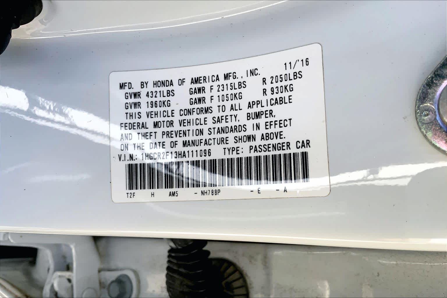 2017 Honda Accord Sport SE White Orchid Pearl at Honda of Clear Lake