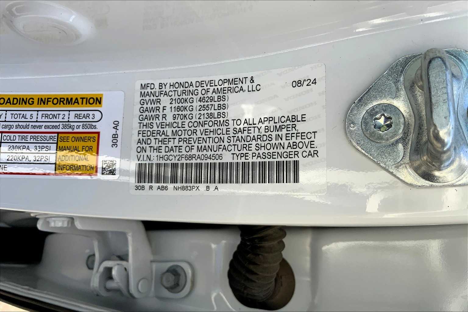 2024 Honda Accord Hybrid EX-L Platinum White Pearl at Sterling McCall Lexus of Clear Lake