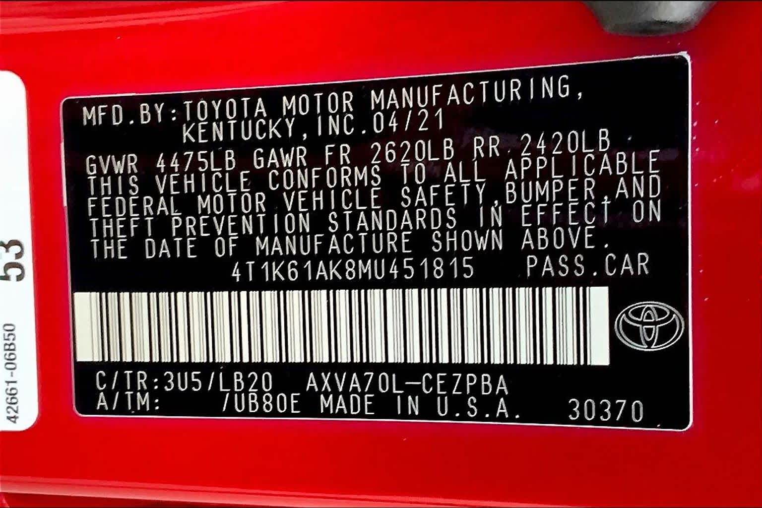 2021 Toyota Camry XSE Supersonic Red at AutoNation USA Katy