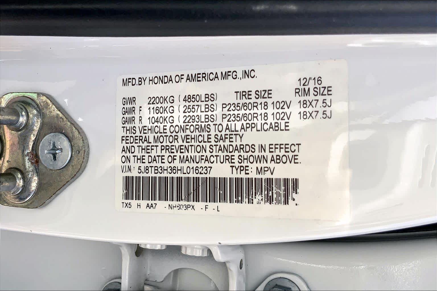 2017 Acura RDX  White Diamond Pearl at Lexus of Clear Lake