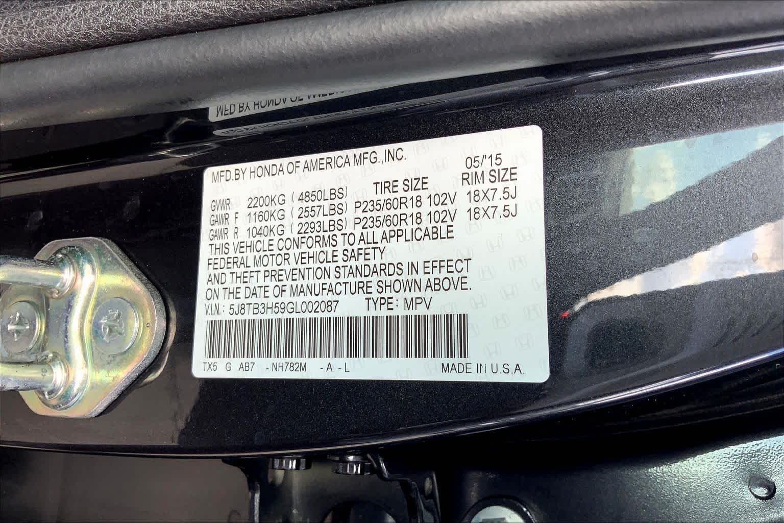 2016 Acura RDX Tech Pkg Graphite Luster Metallic at Sterling McCall Acura