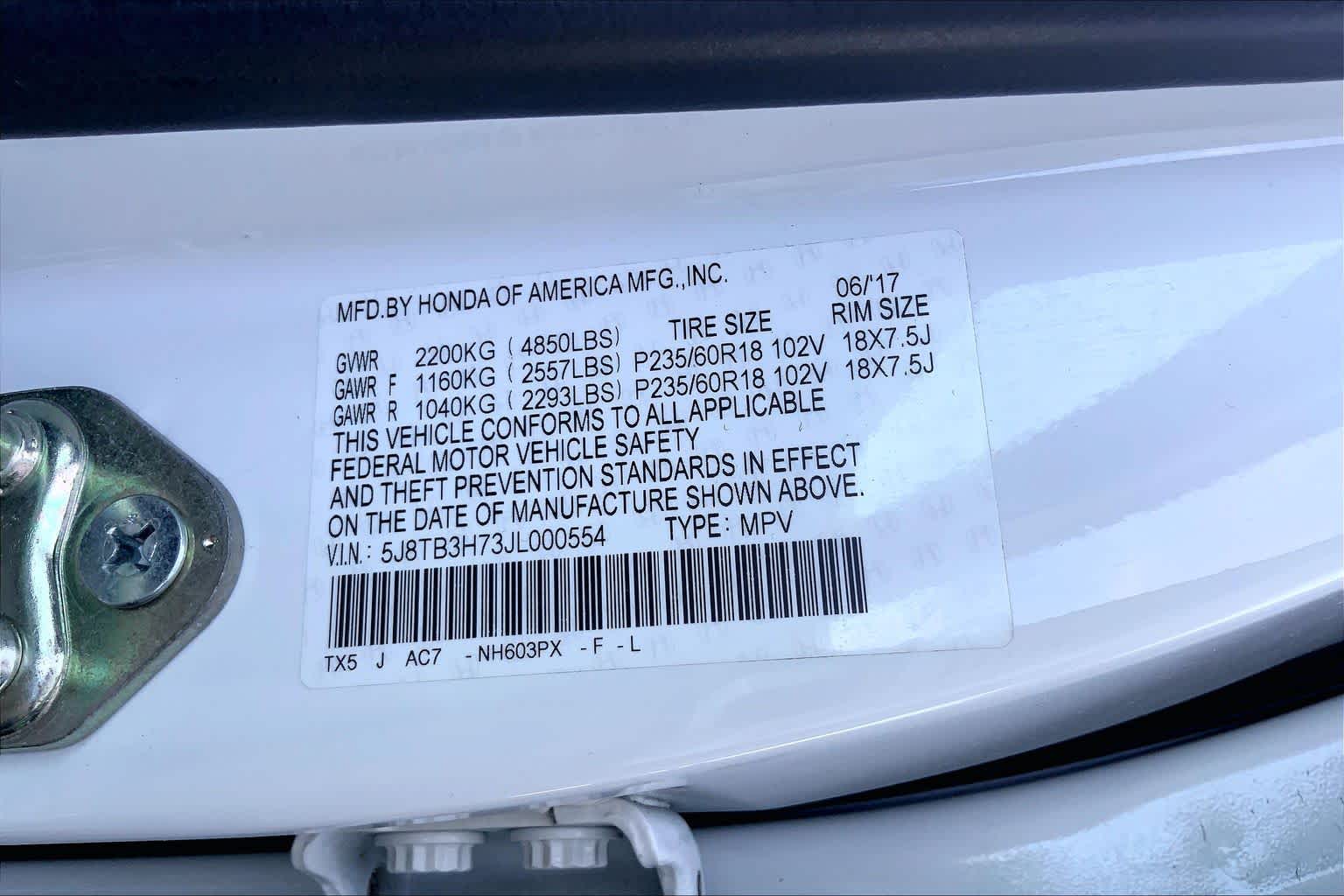 2018 Acura RDX w/Advance Pkg White Diamond Pearl at Sterling McCall Acura