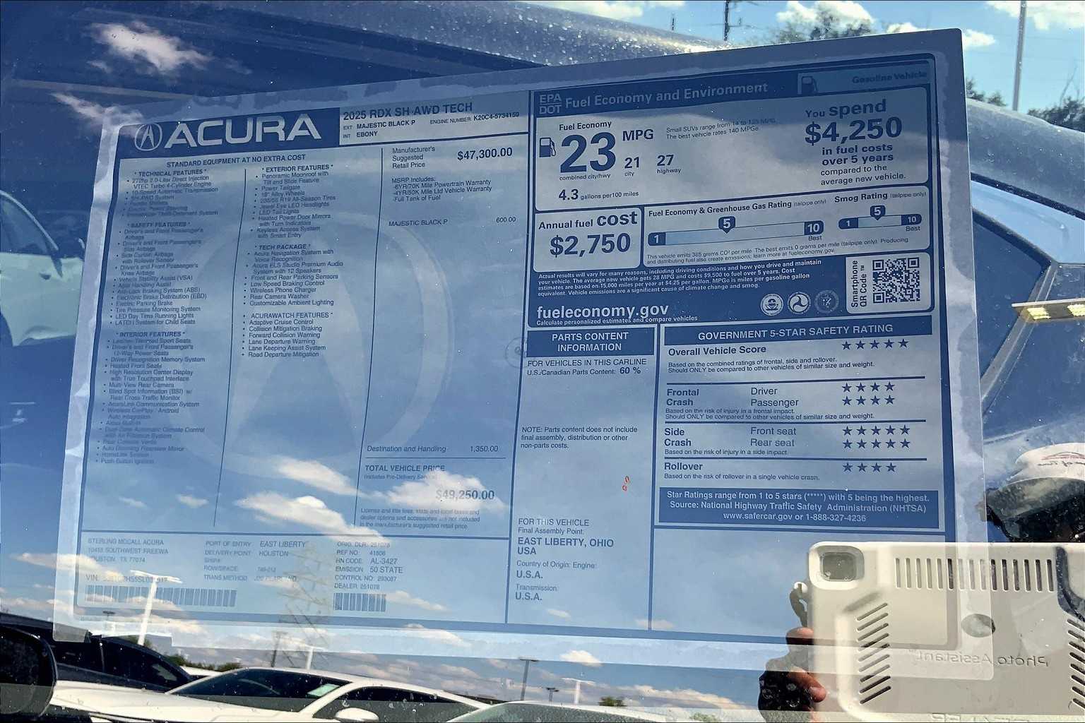 2025 Acura RDX w/Technology Package BK/BK at Sterling McCall Acura