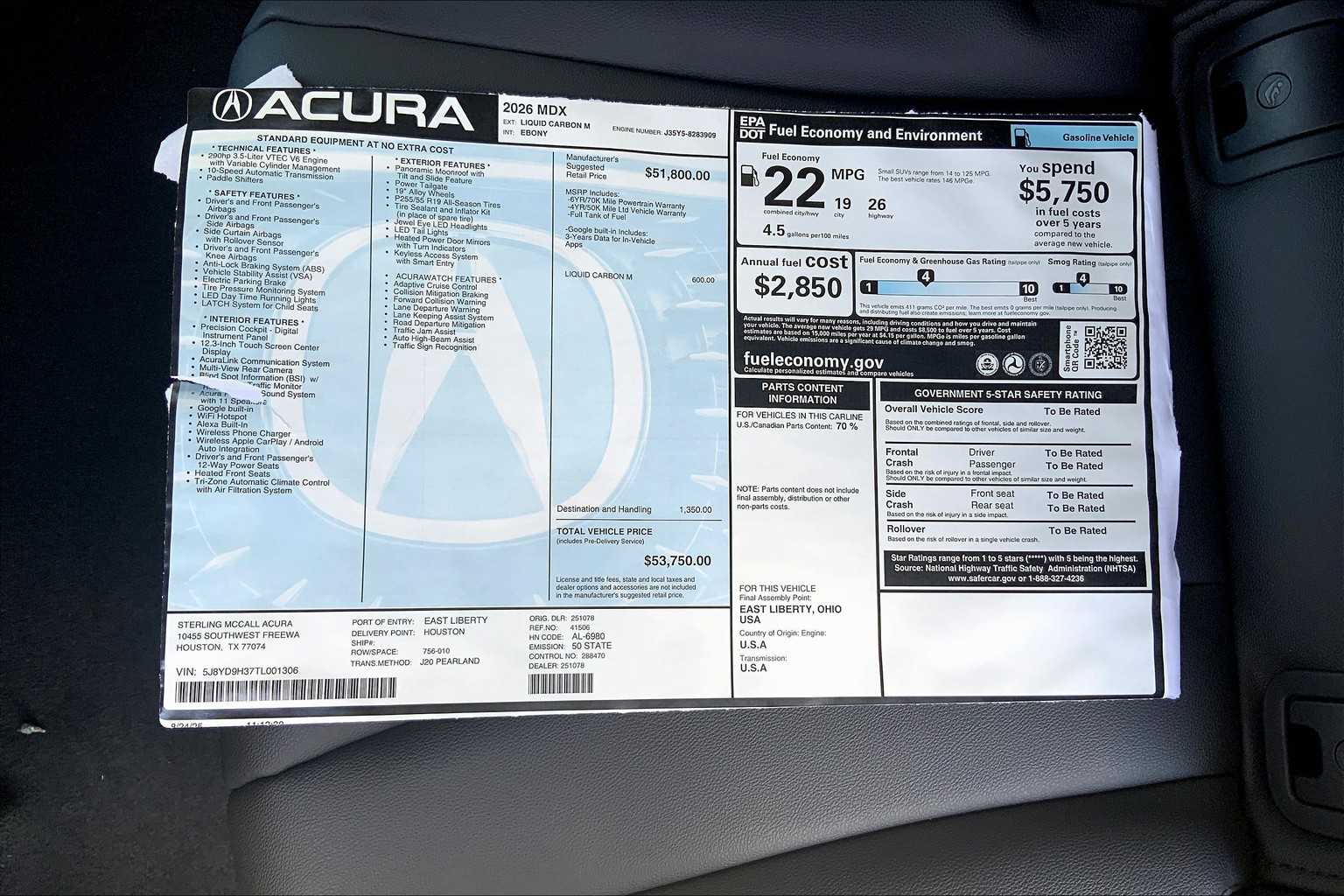 2026 Acura MDX  GR/GR at Sterling McCall Acura