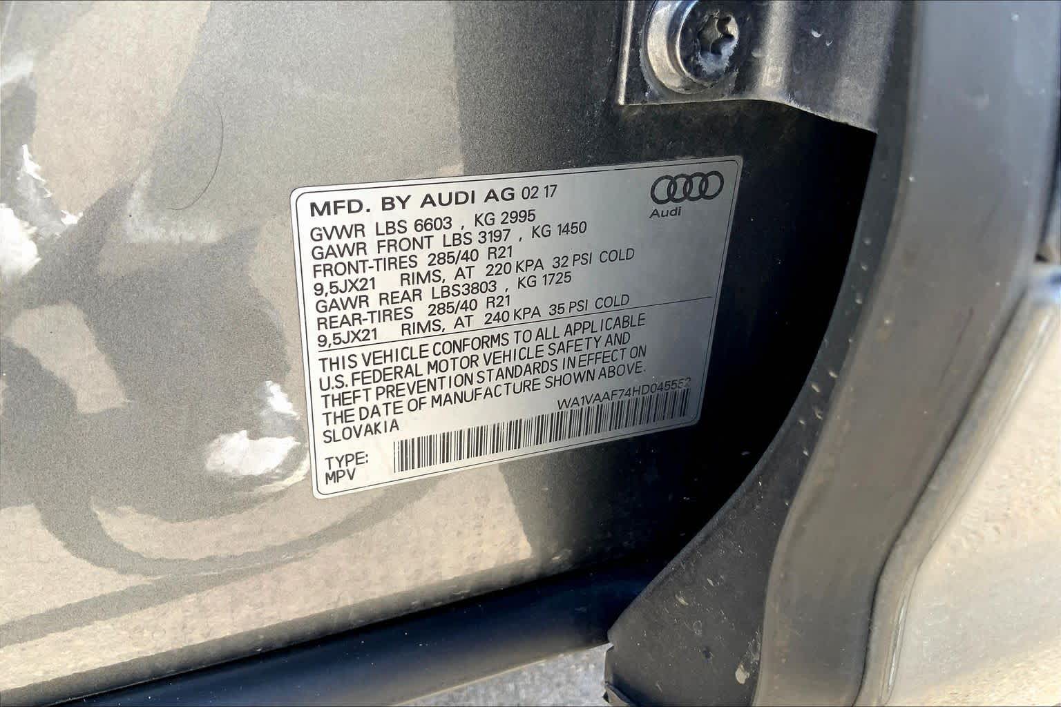 2017 Audi Q7 Prestige Graphite Gray Metallic at Sterling McCall Lexus