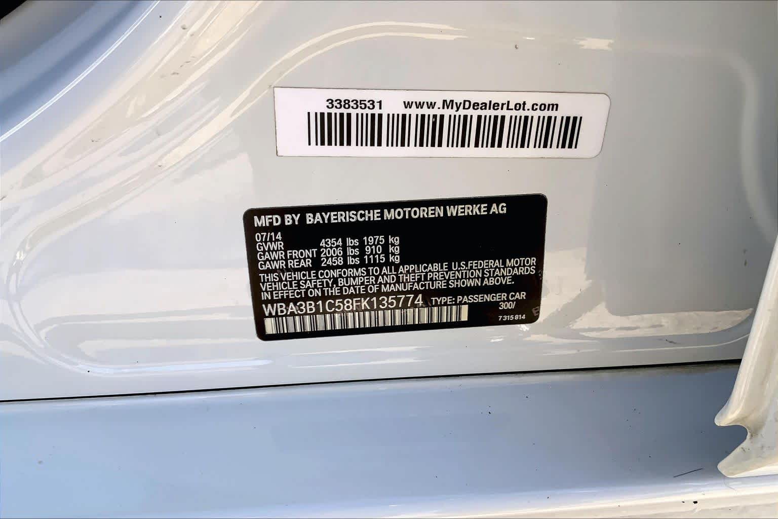 2015 BMW 3 Series 320i Mineral White Metallic at BMW of West Houston