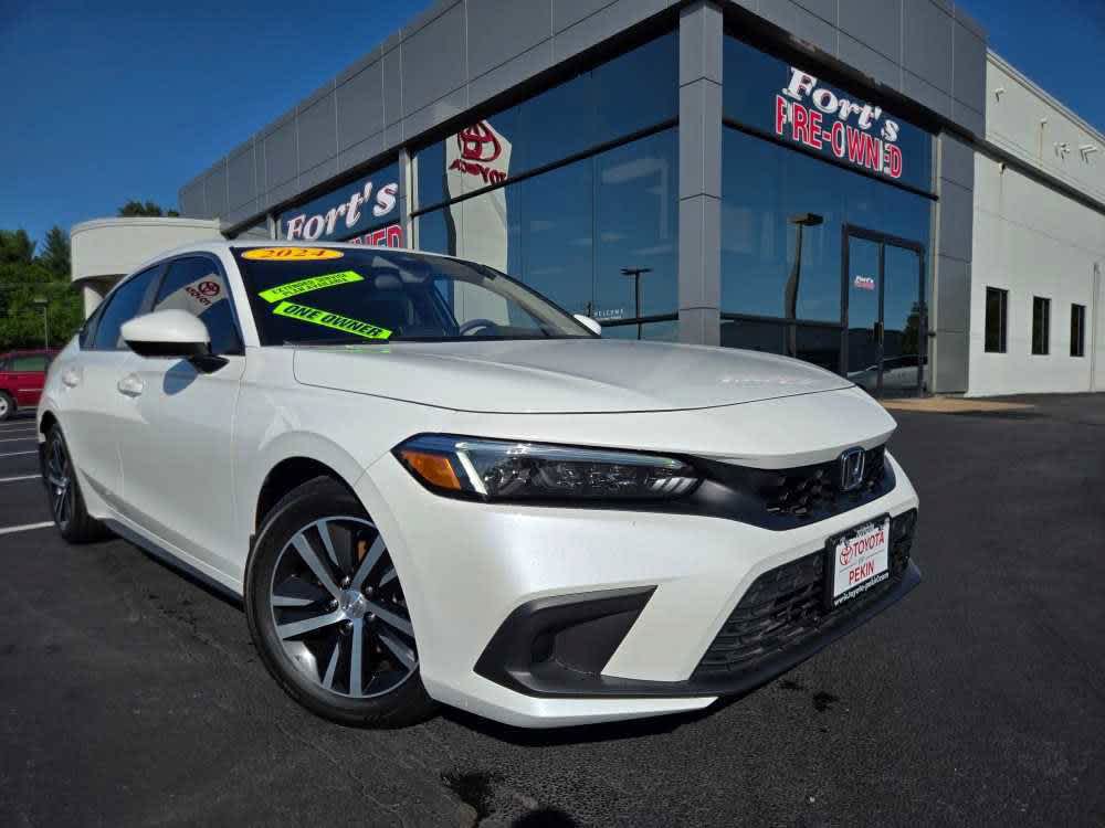Platinum White Pearl 2024 Honda Civic Hatchback LX FWD Hatchback Front-Wheel Drive Continuously Variable Transmission