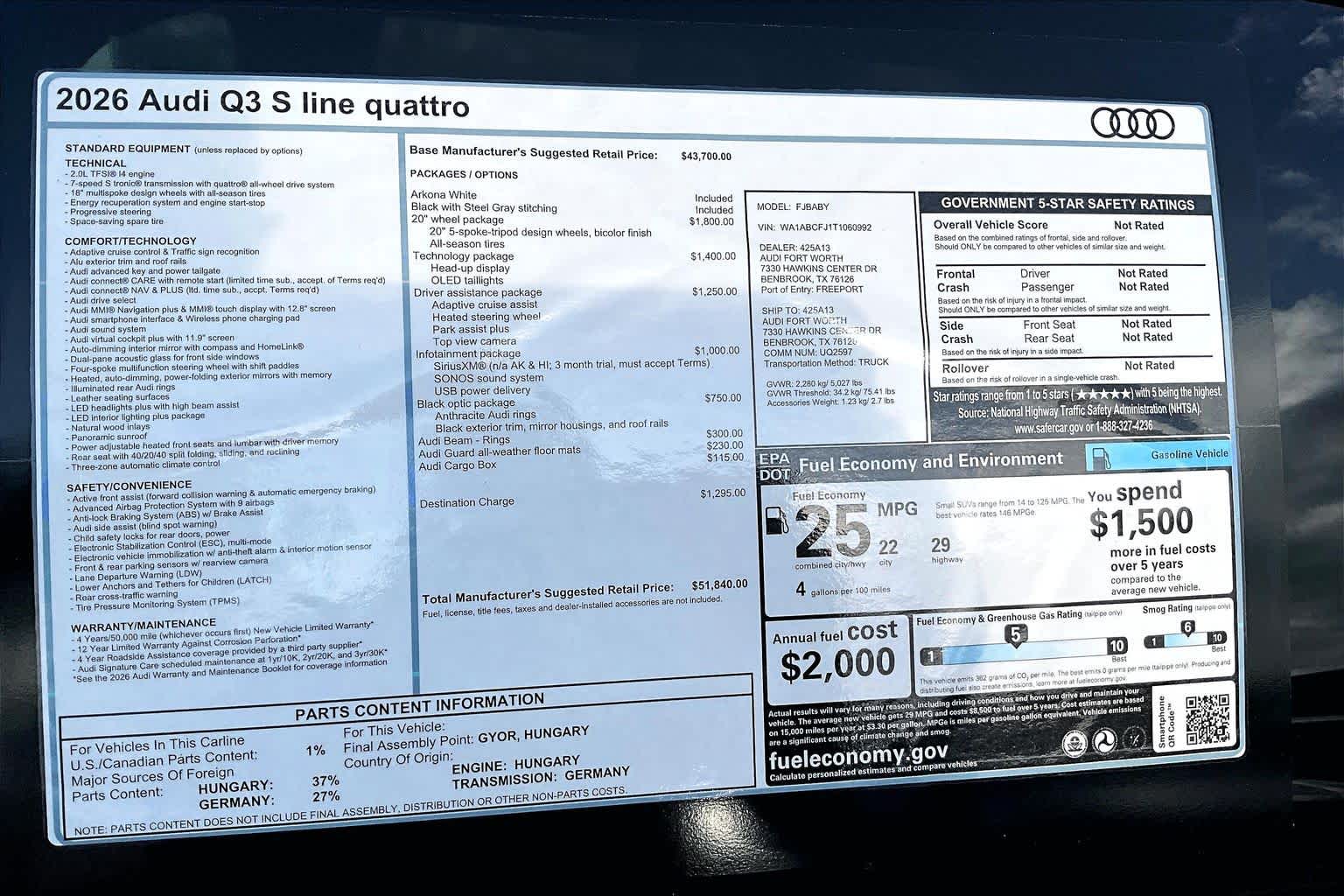 New 2026 Arkona White/Z9 Audi S line image 16