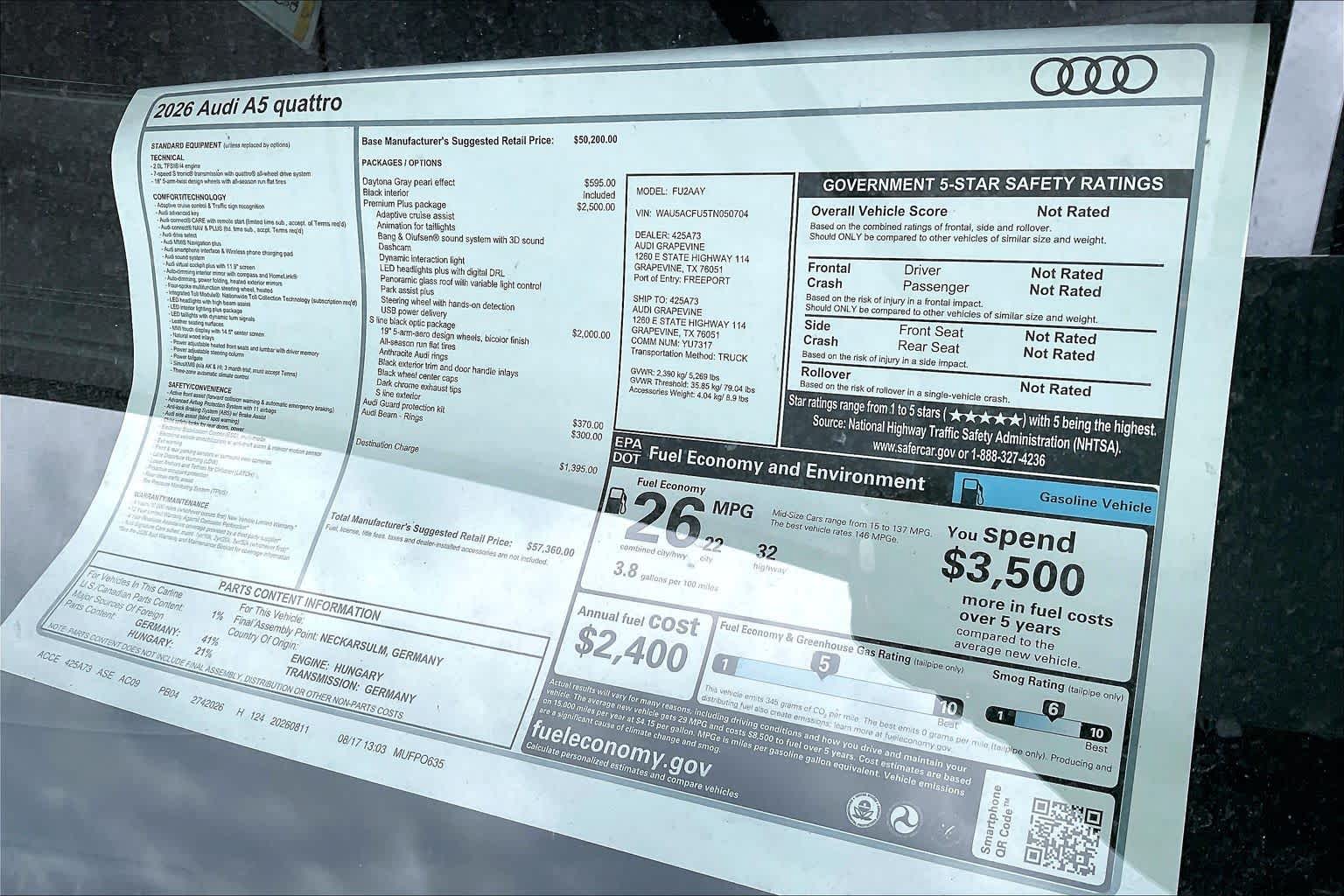 New 2026 Daytona Gray pe Audi Premium Plus image 19
