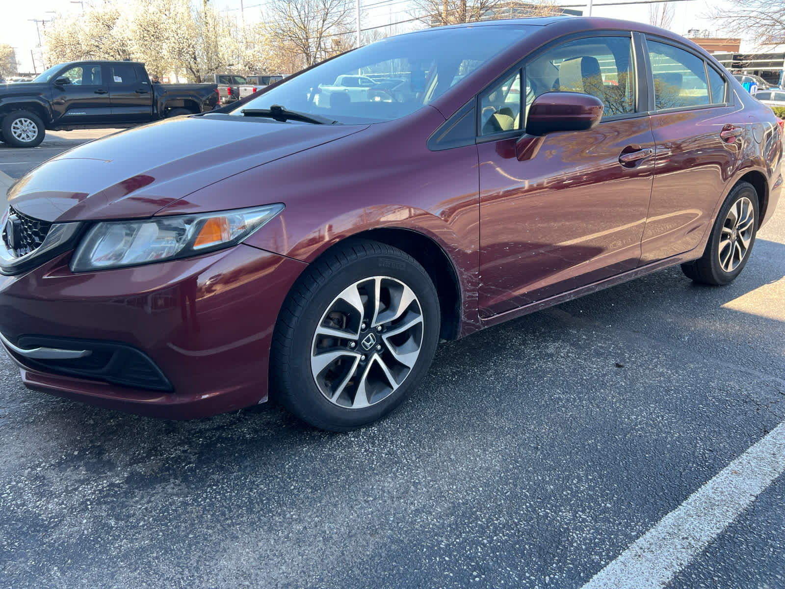 Red (Crimson Pearl) 2014 Honda Civic EX Sedan Front-Wheel Drive Continuously Variable Transmission