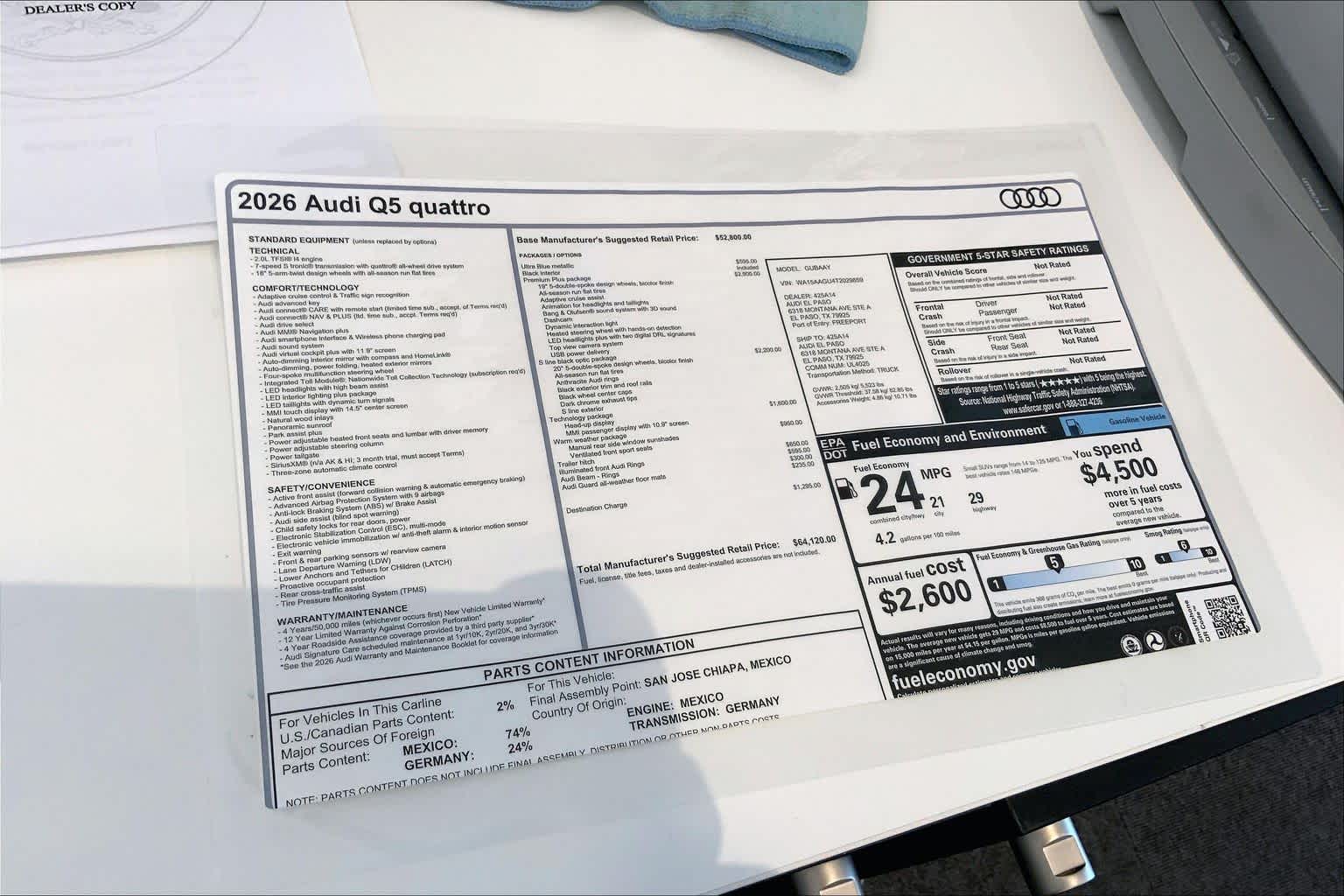 New 2026 Ultra Blue meta Audi Premium Plus image 21